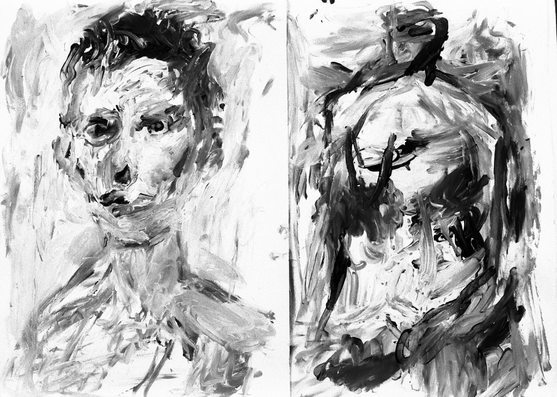 2 Acrílicos, color/papel.- 49,5cm X 34,5cm