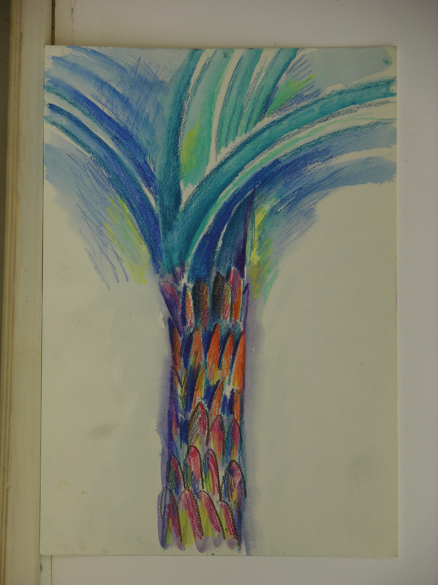 Cera y acuarela/papel.-31,5x22cm