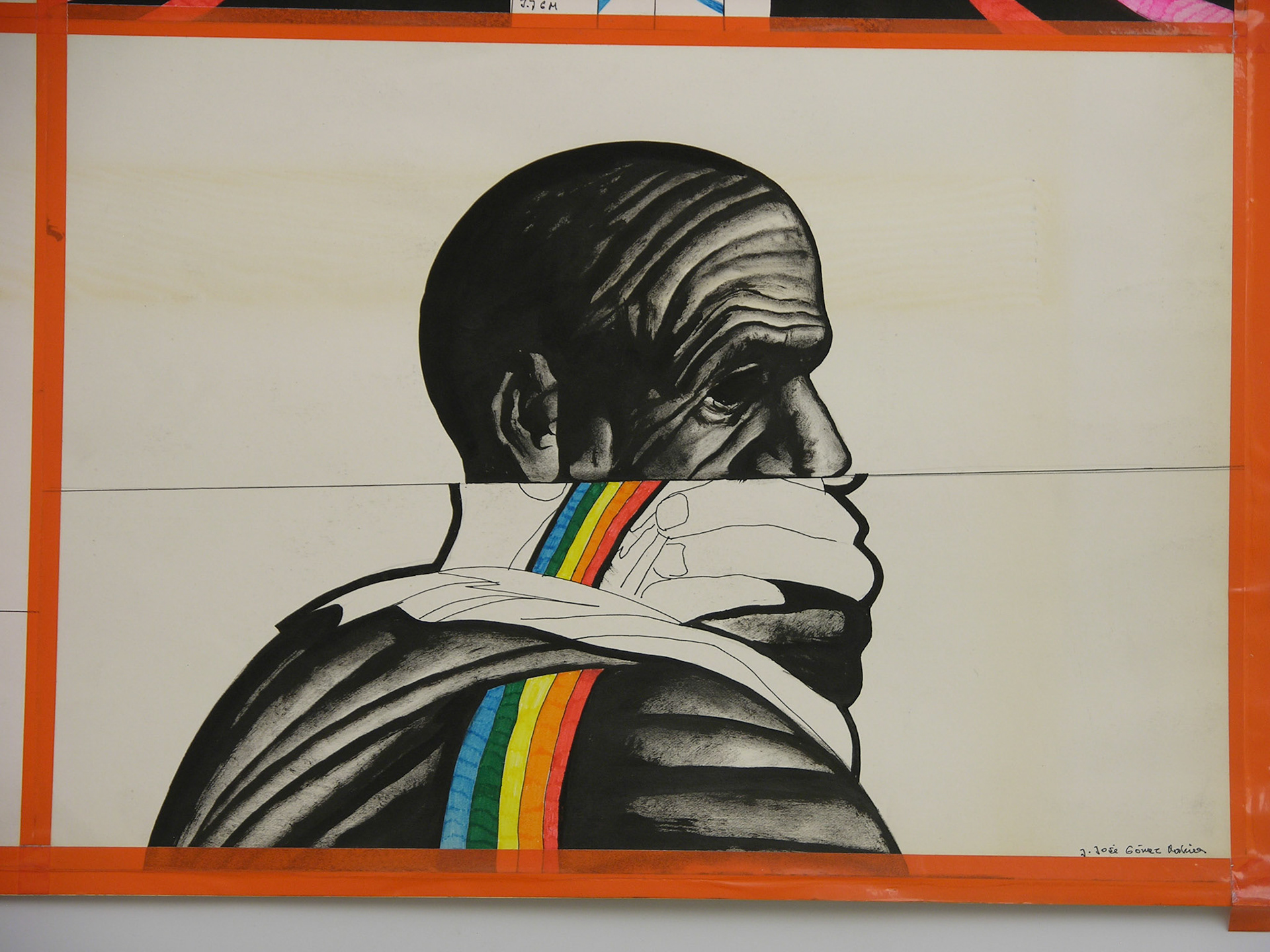 Técnica mixta.- 70x  95,5cm