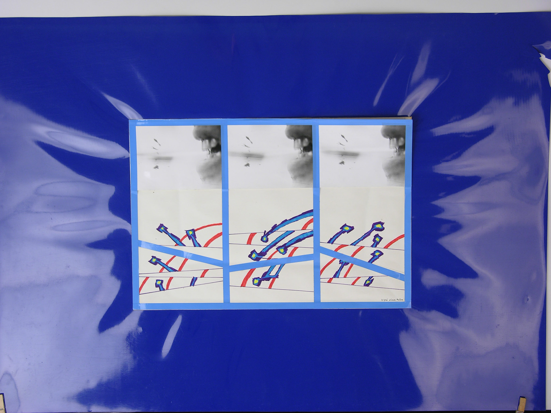 Técnica mixta.- 70x  95,5cm