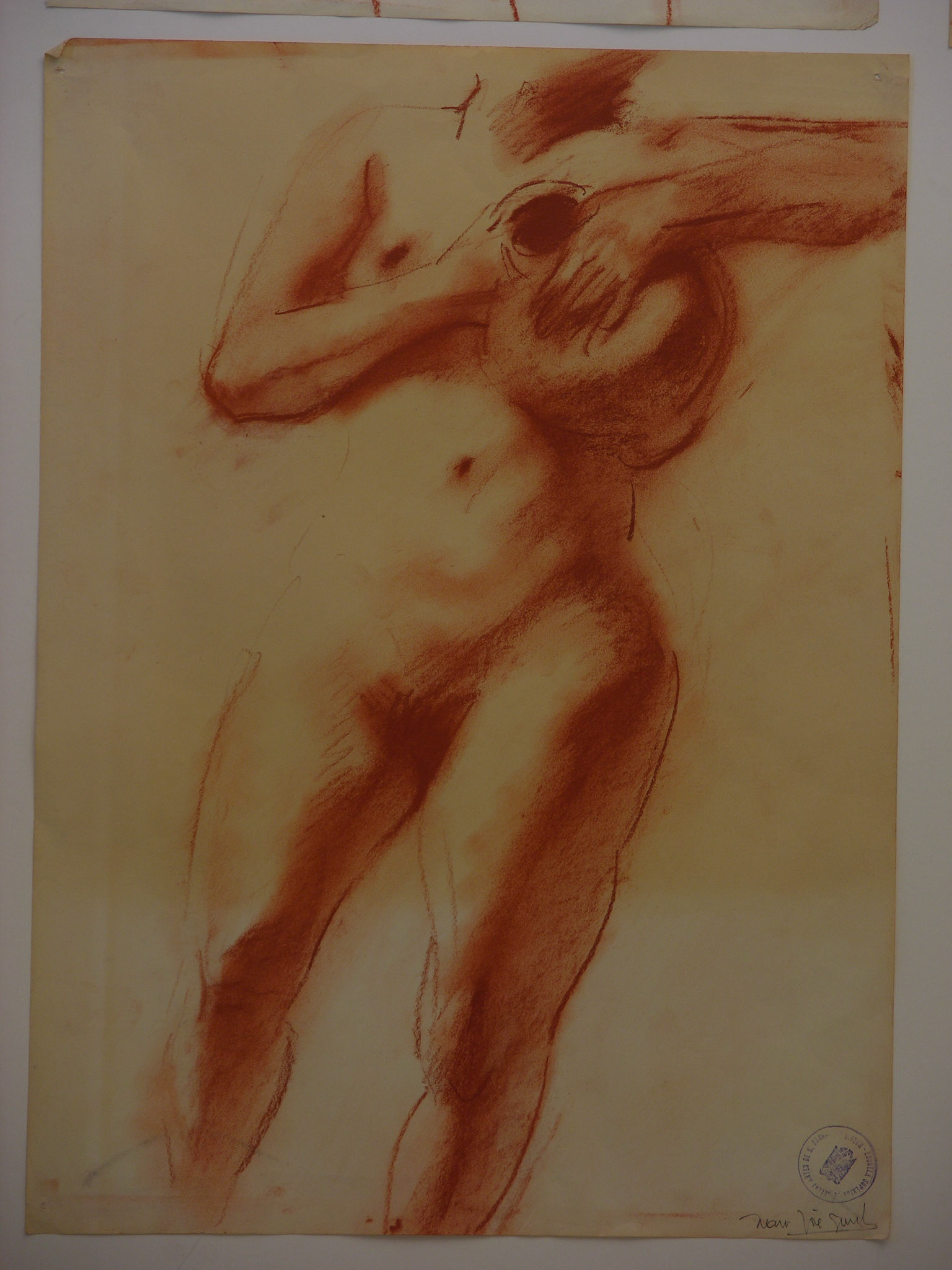 sanguina/papel._44x32cm firmada y sellada por la escuela superior de bellas artes de san fernando.