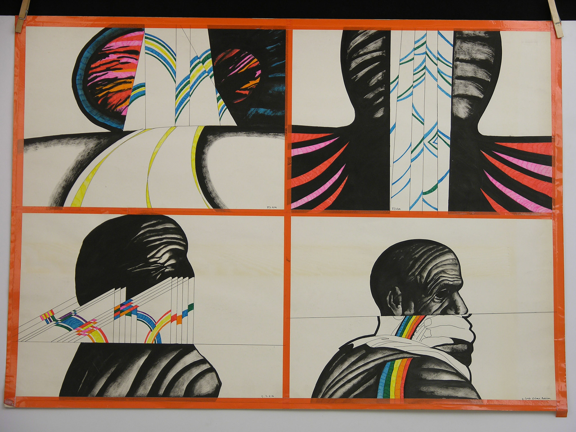 Técnica mixta.- 70x  95,5cm