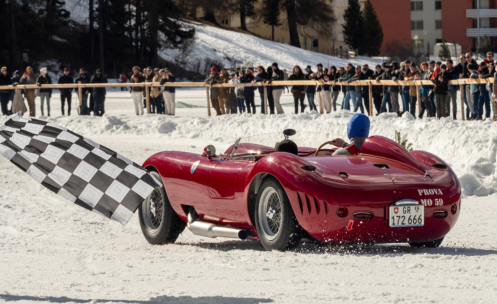 ICE St Moritz 2023 Maserati 450 S # 4511 Barchettas on the lake