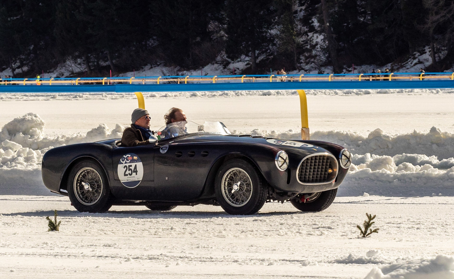 ICE St Moritz 2023 Ferrari 225 S Export VIGNALE # 0198  Barchettas on the lake