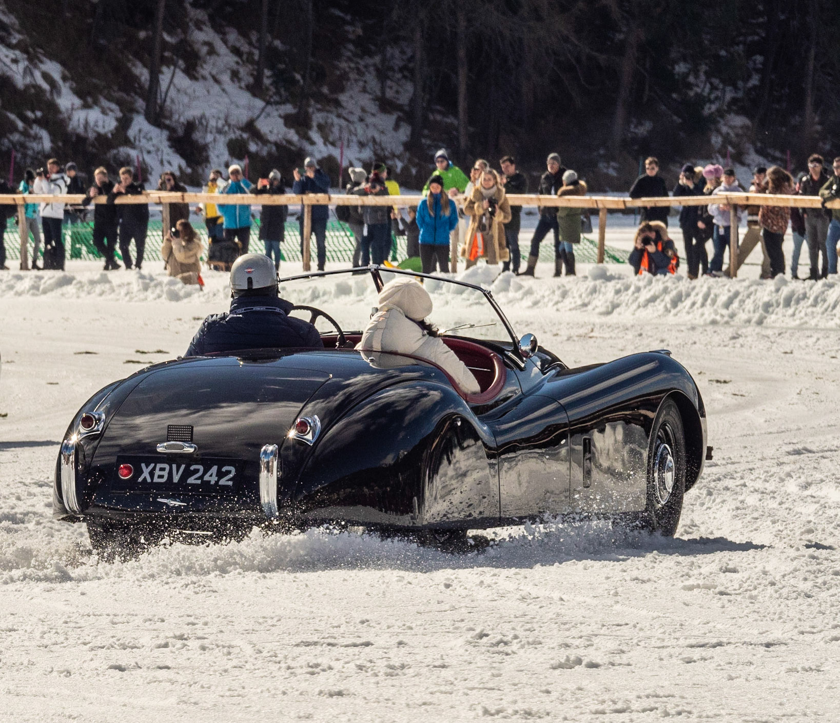 ICE St Moritz 2023 Jaguar XK 120 OTS Barchettas on the lake out of concours