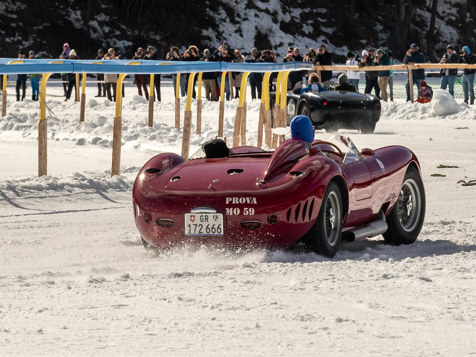 ICE St Moritz 2023 Maserati 450 S # 4511 Barchettas on the lake