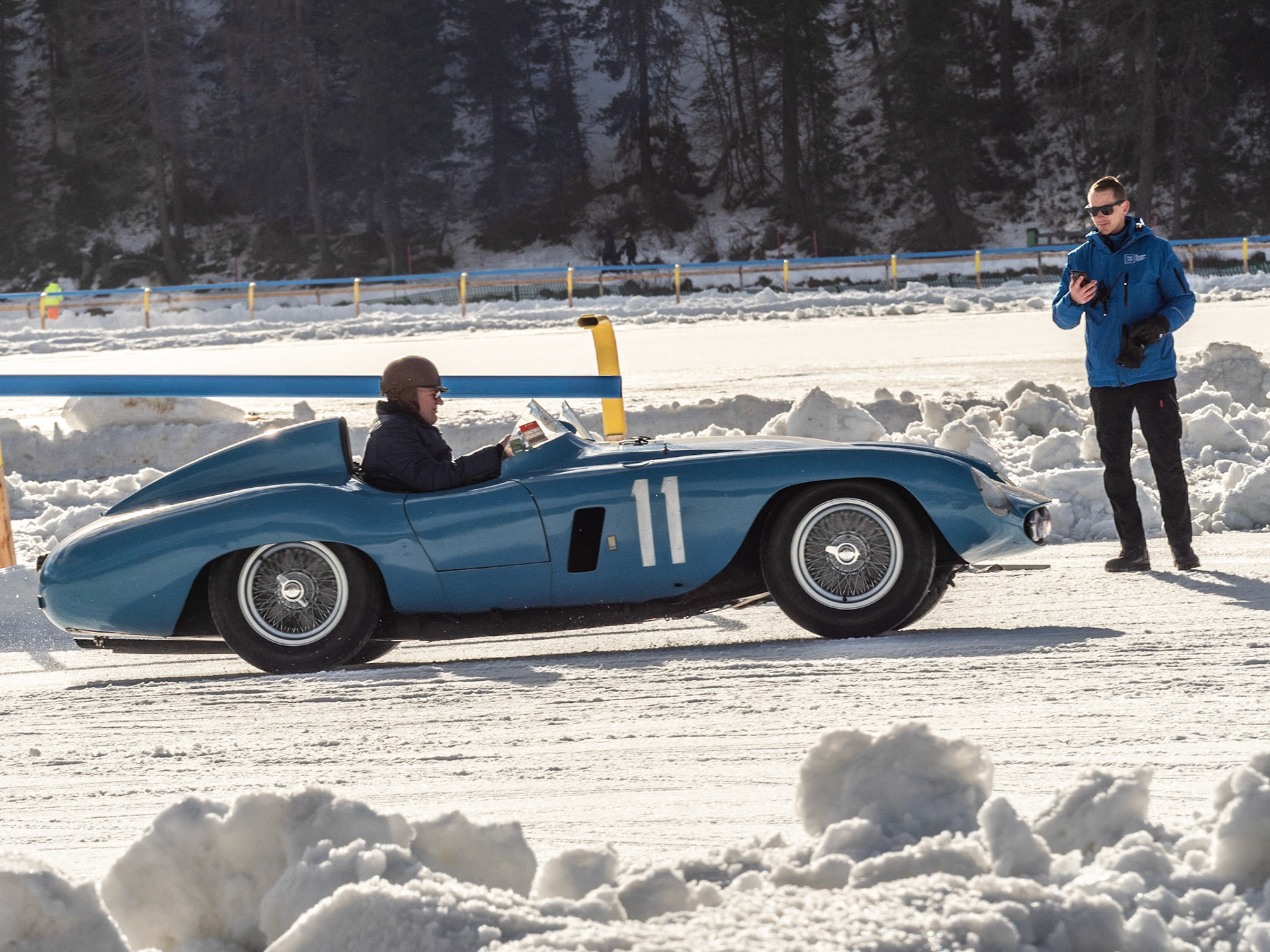ICE St Moritz 2023 Ferrari 500 Mondial # 424MD Barchettas on the lake