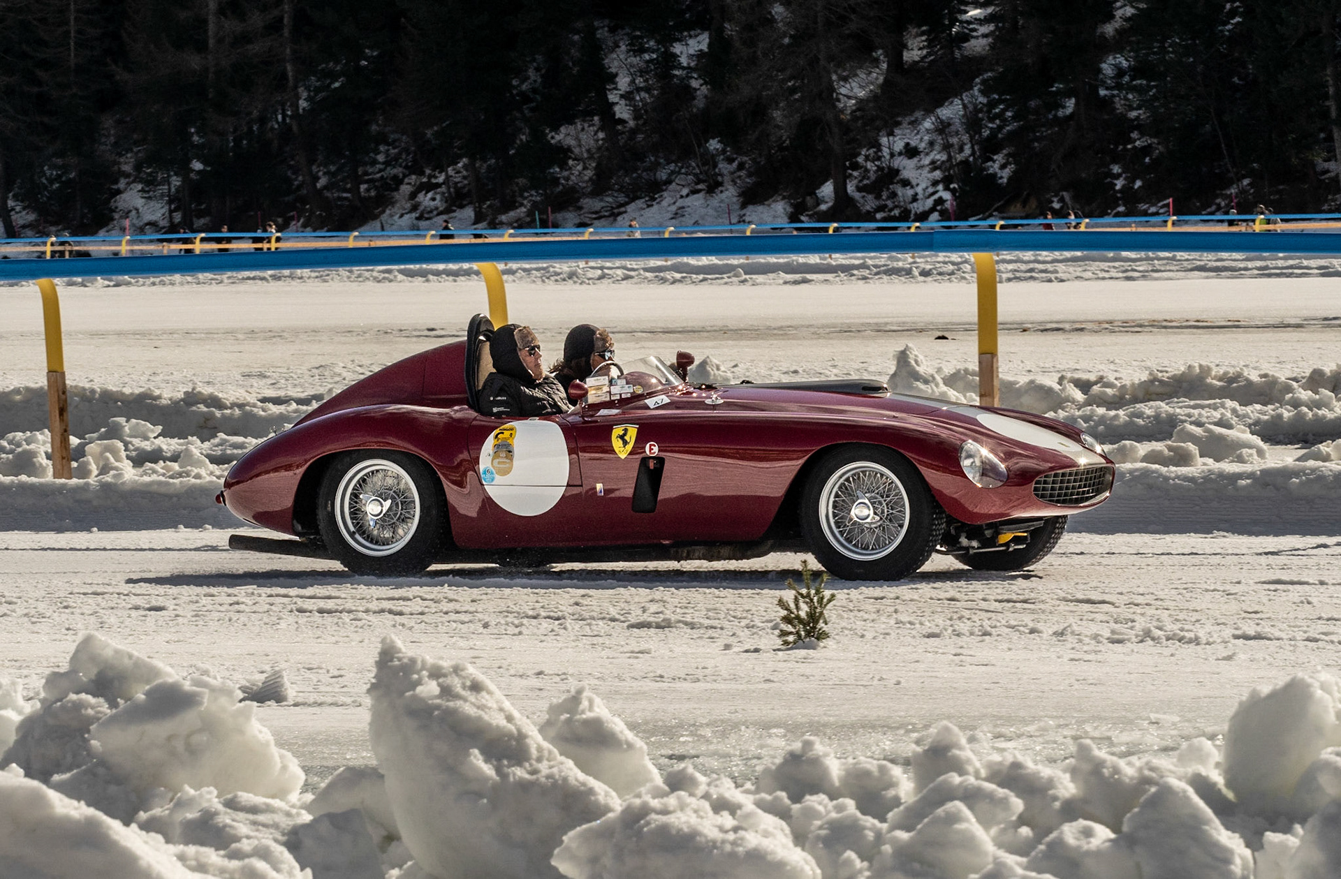 ICE St Moritz 2023 Ferrari 340 MM Scaglietti # 0294AM Barchettas on the lake