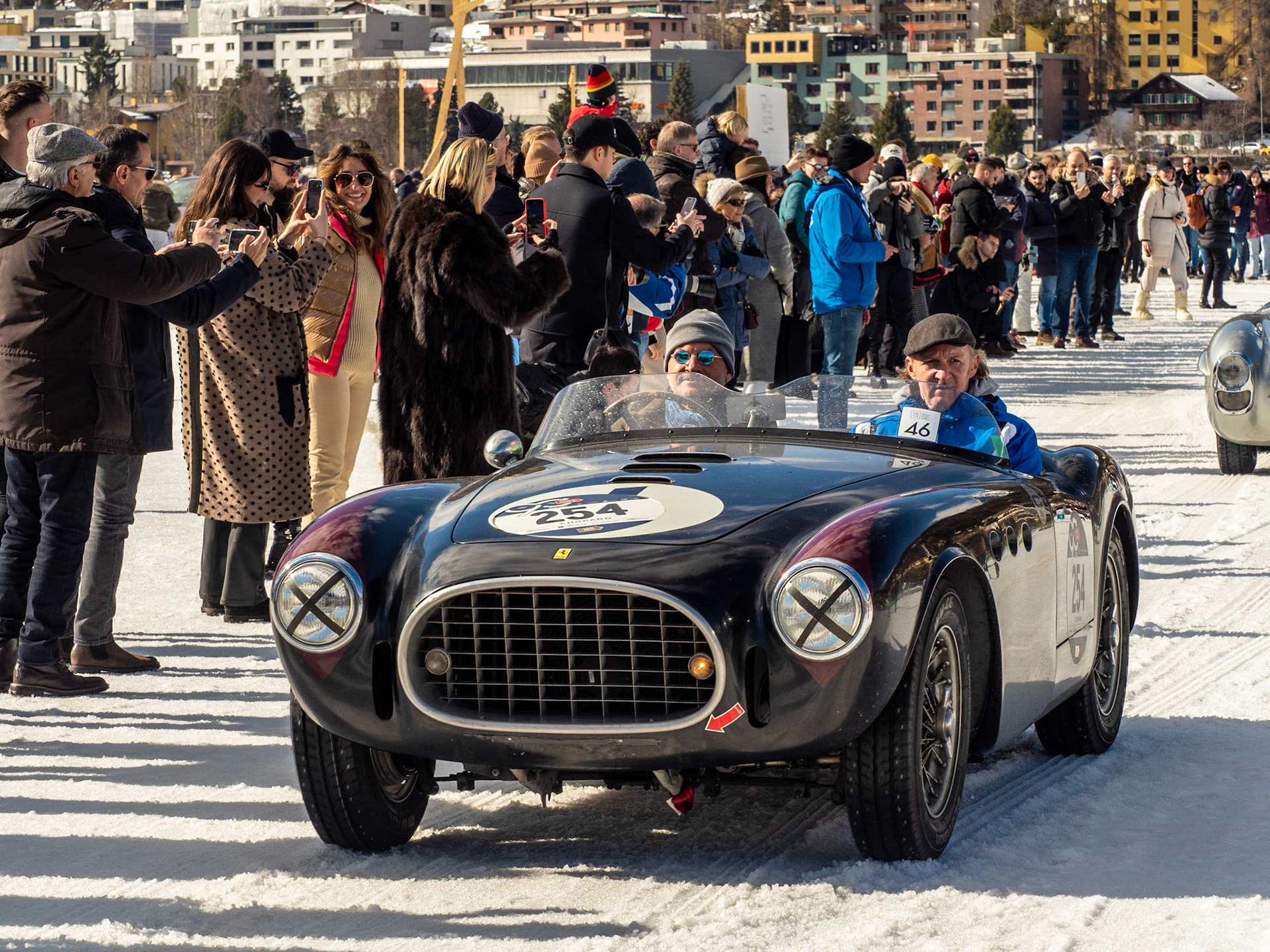 ICE St Moritz 2023 Ferrari 225 S Export VIGNALE # 0198 Barchettas on the lake