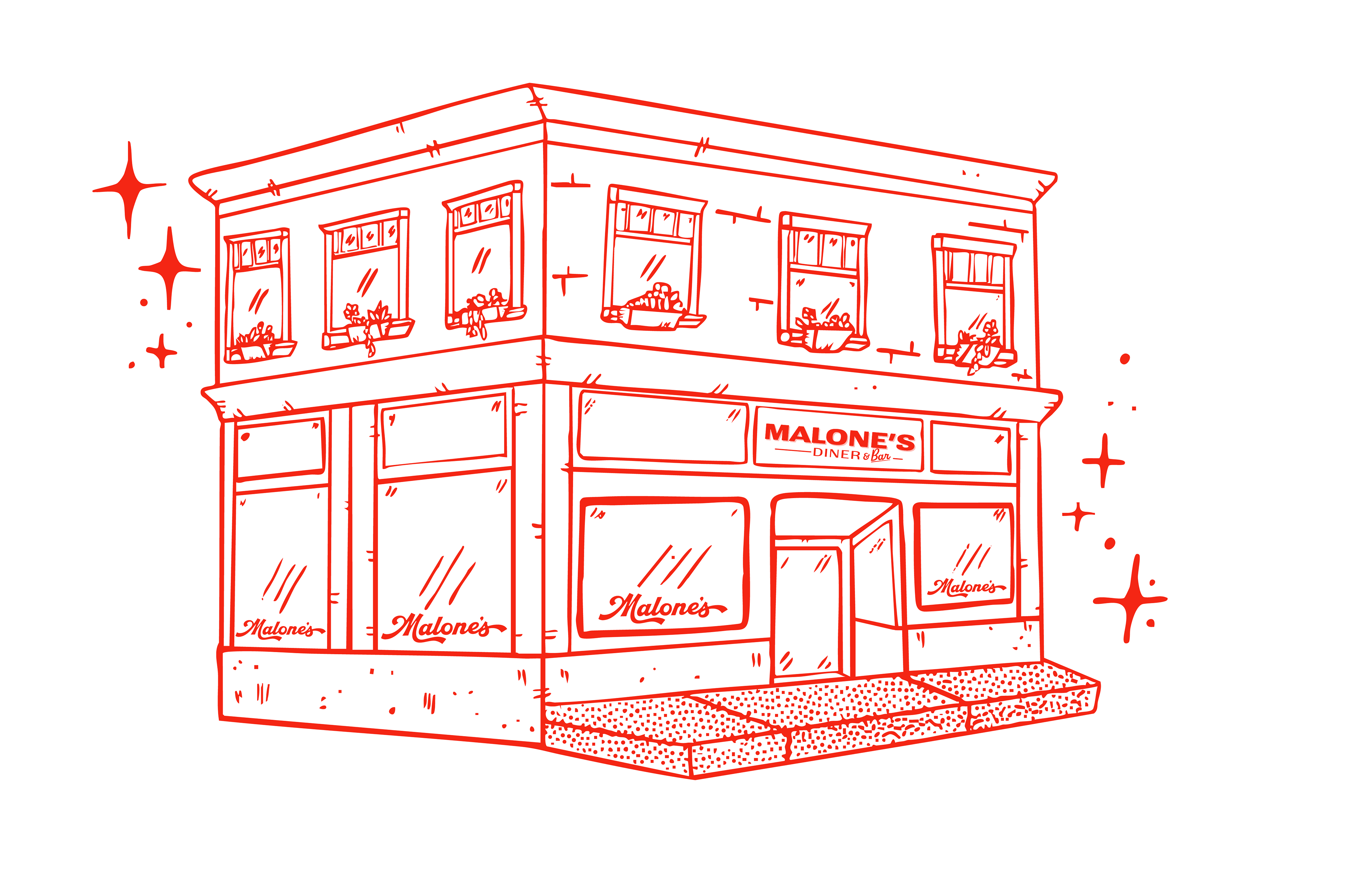 digital illustration without text in red of Malone's 