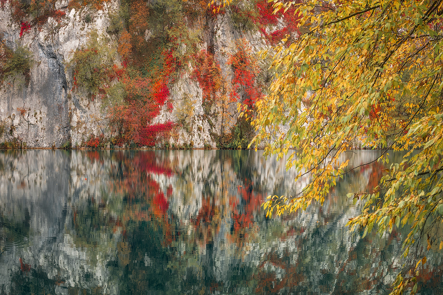 Laghi di Plitvice in Croazia con riflesso