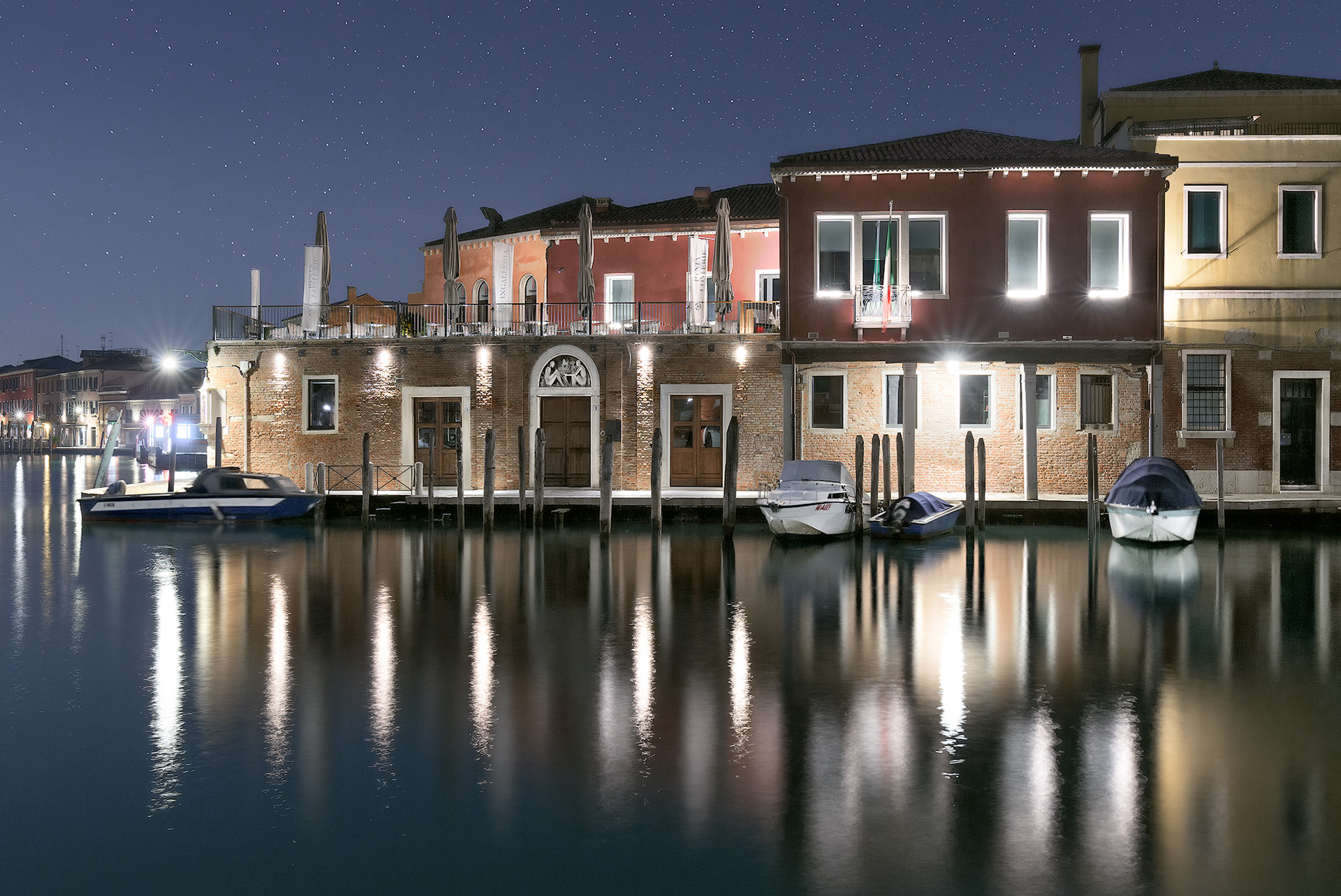 Murano di notte fotografata durante un workshop