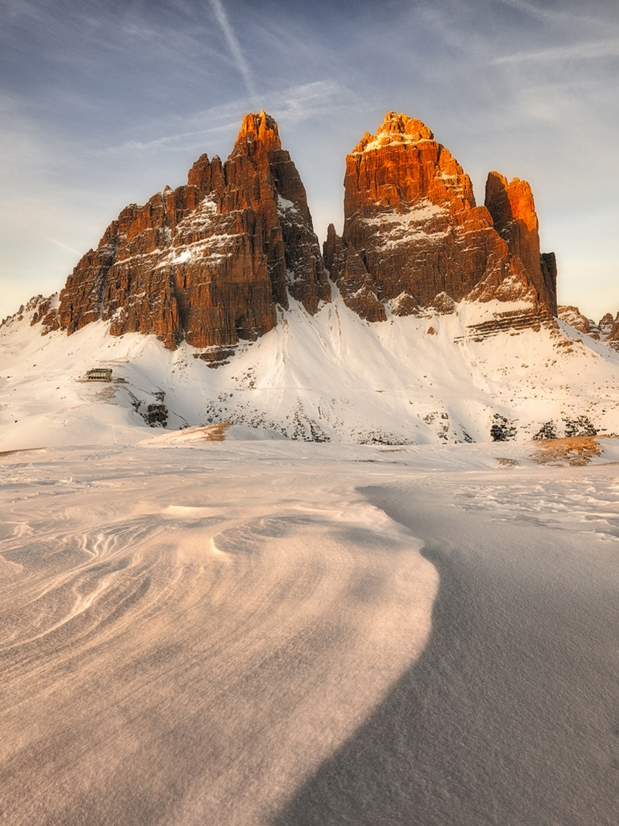 Tre Cime di Lavaredo al tramonto