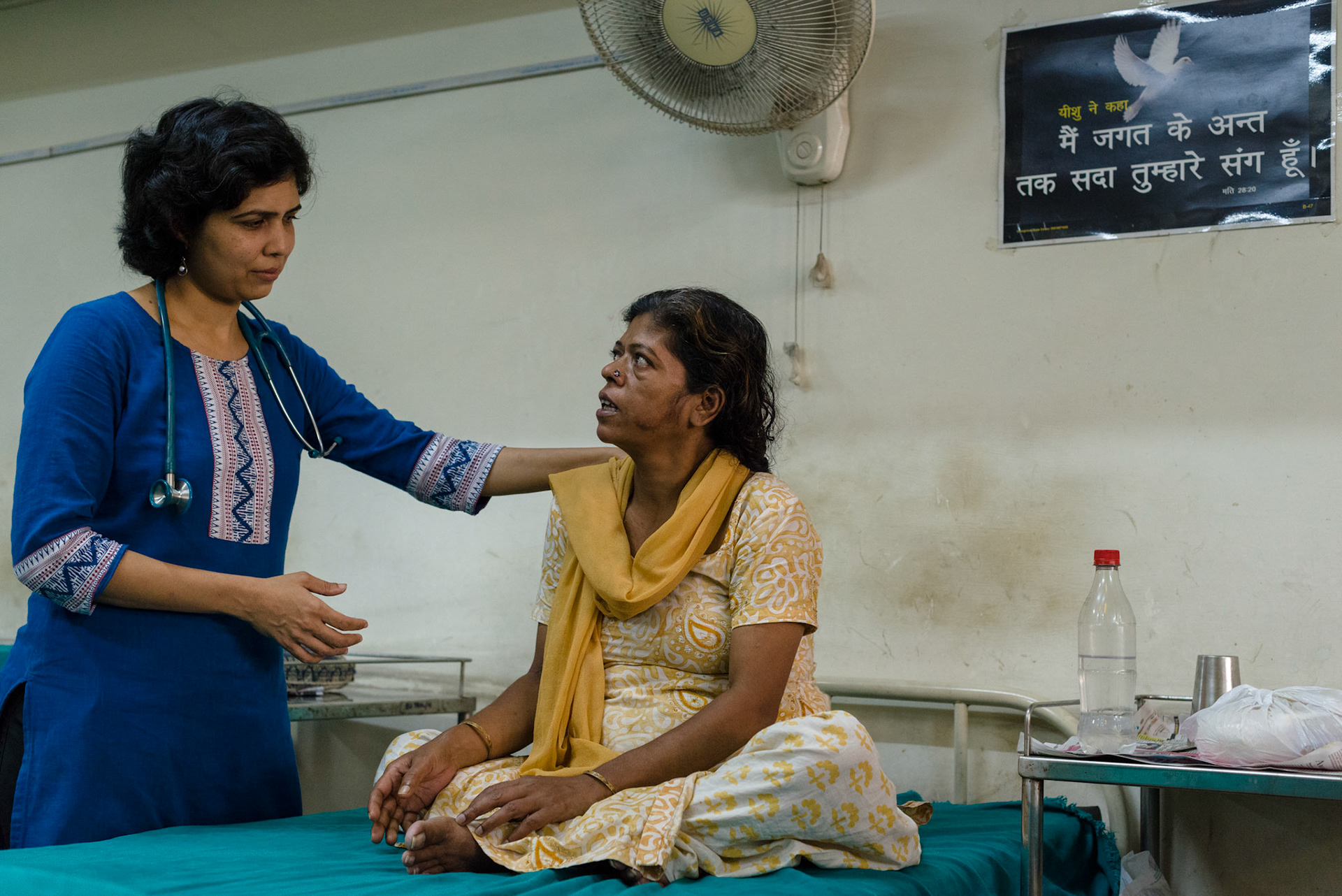 This patient is staying at the hospital while waiting for a place at a residential training program. She carries HIV, contracted from her late husband, and has been rejected by his family.