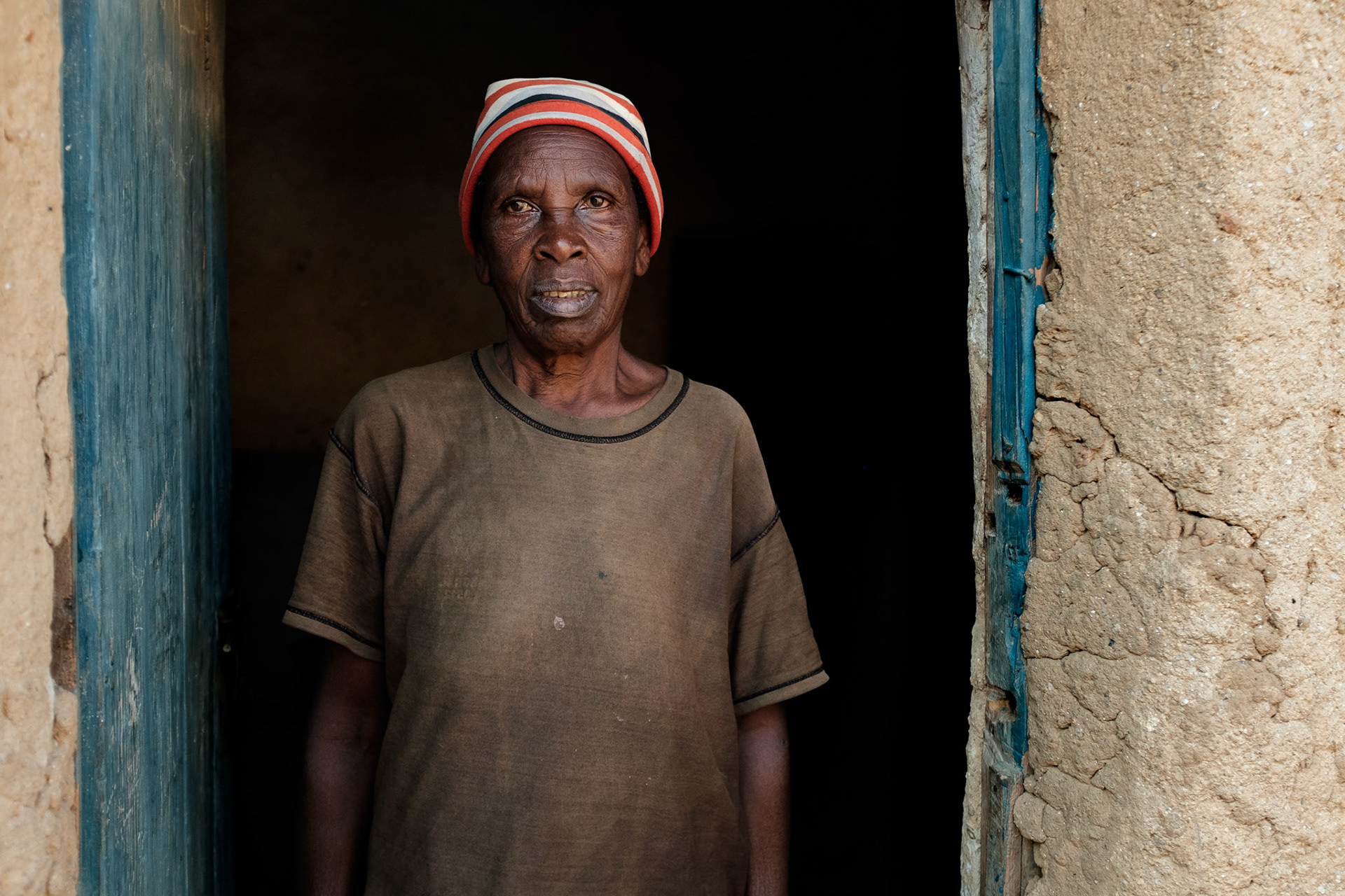 Ancille Mukakabana, 71, is has just joined a self help group. She is in poor health, and depends on her children and grand children to provide for her.
Ancille does have easier access to water as this side of the village has a water point nearby.