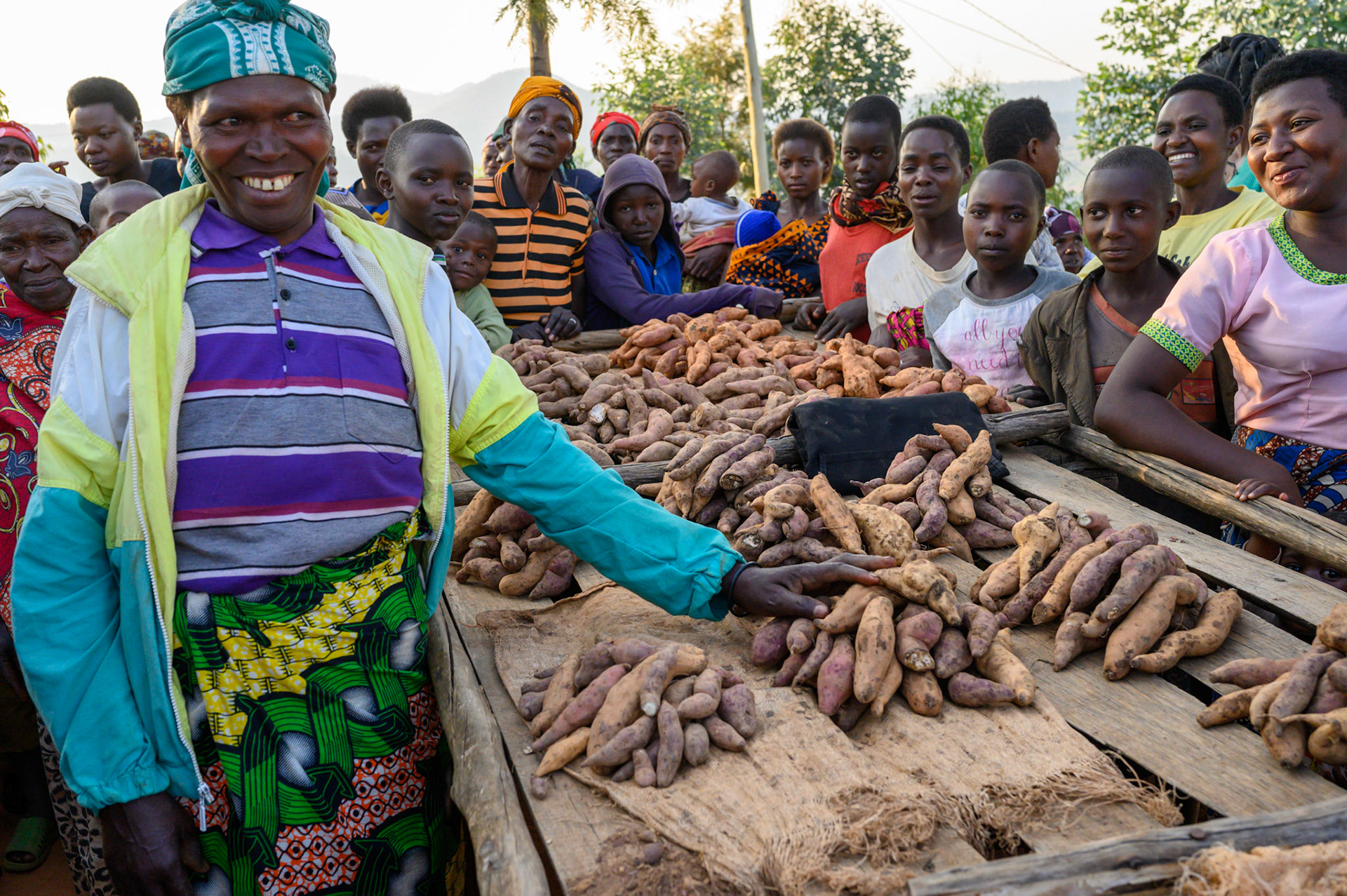 The Bwama Cell market. The women from the self-help groups sell the produce from their collective garden here.