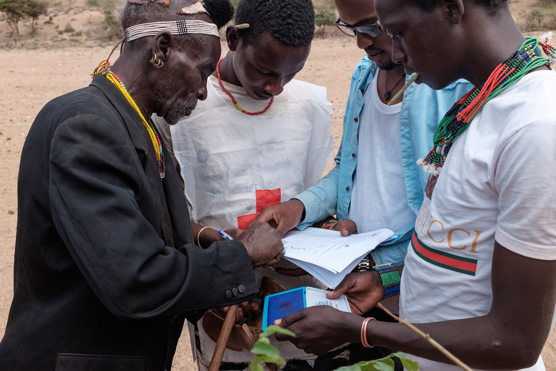 Hamer man Amber Kulo registers for his moringa plants.