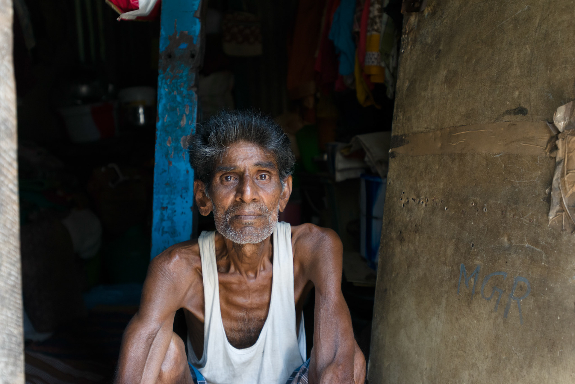 Bhuvanesh Wari husband,
Muniya, aged 60.
Of similar age, it is Bhuvanesh who is responsible for supporting the family through her business.