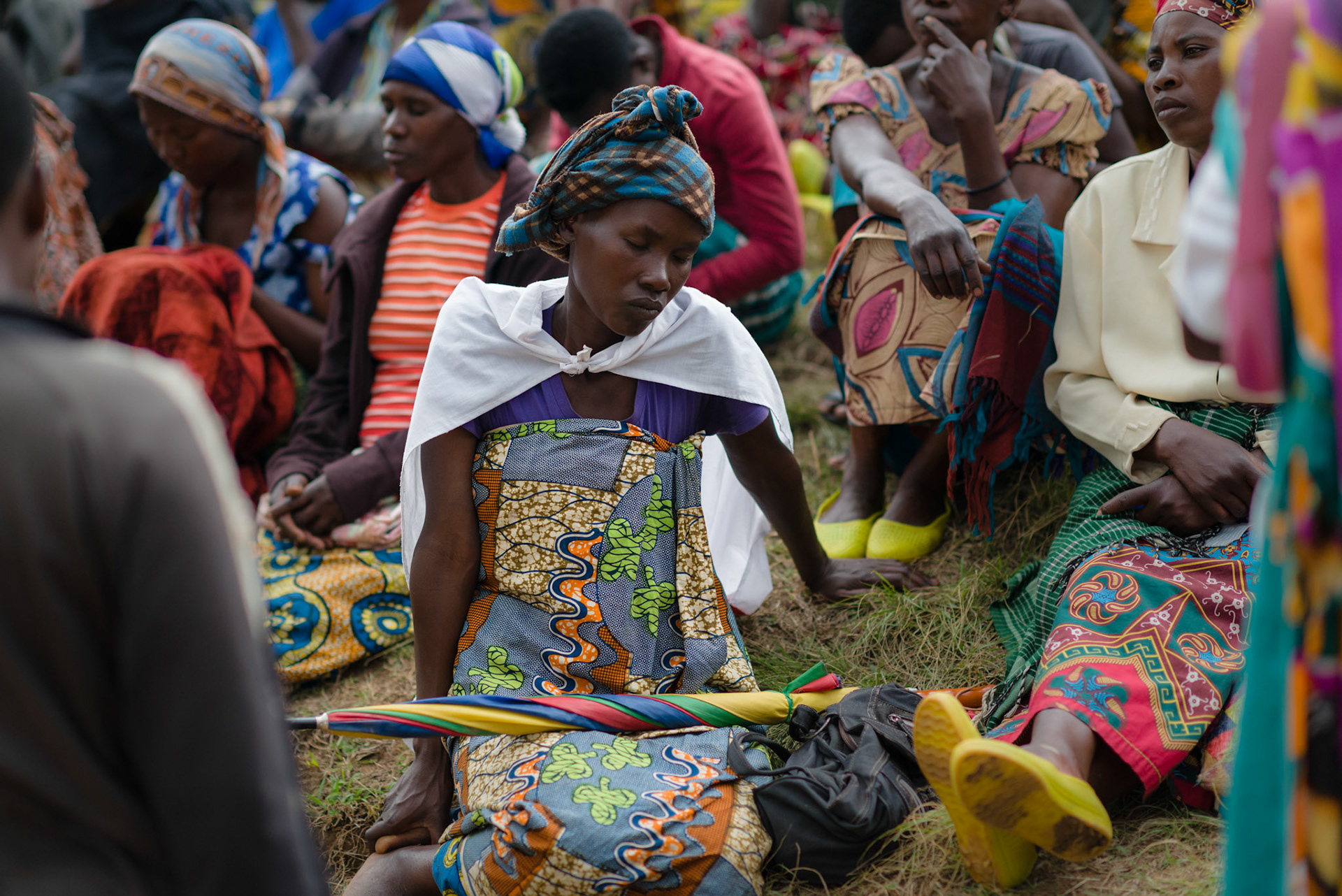 Immaculate at the self help group formation event.
The women listen to the explanation of the self-help group approach and decide if they want to particpate. Most who attend they event will join.