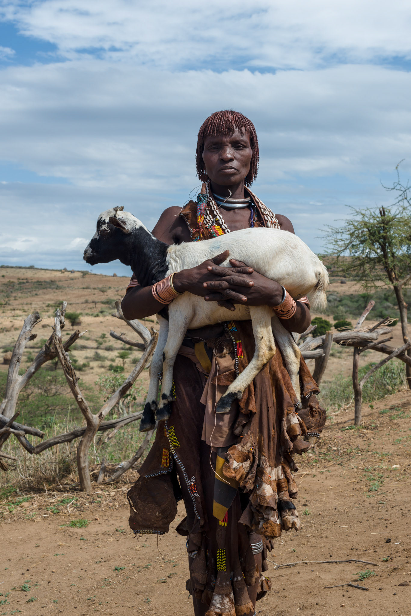 Kayra Ayke with goats she has received through the ERCS/Austria RCS goat distribution program. 
Kayra has 11 children.