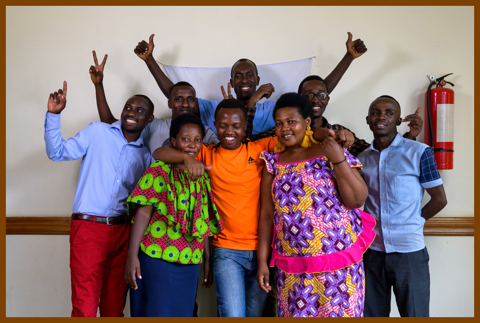 L-R: Vincent, Yvette, Charles, Christian (rear), Daniel (front), Sauda, Fiston, Emmanuel.