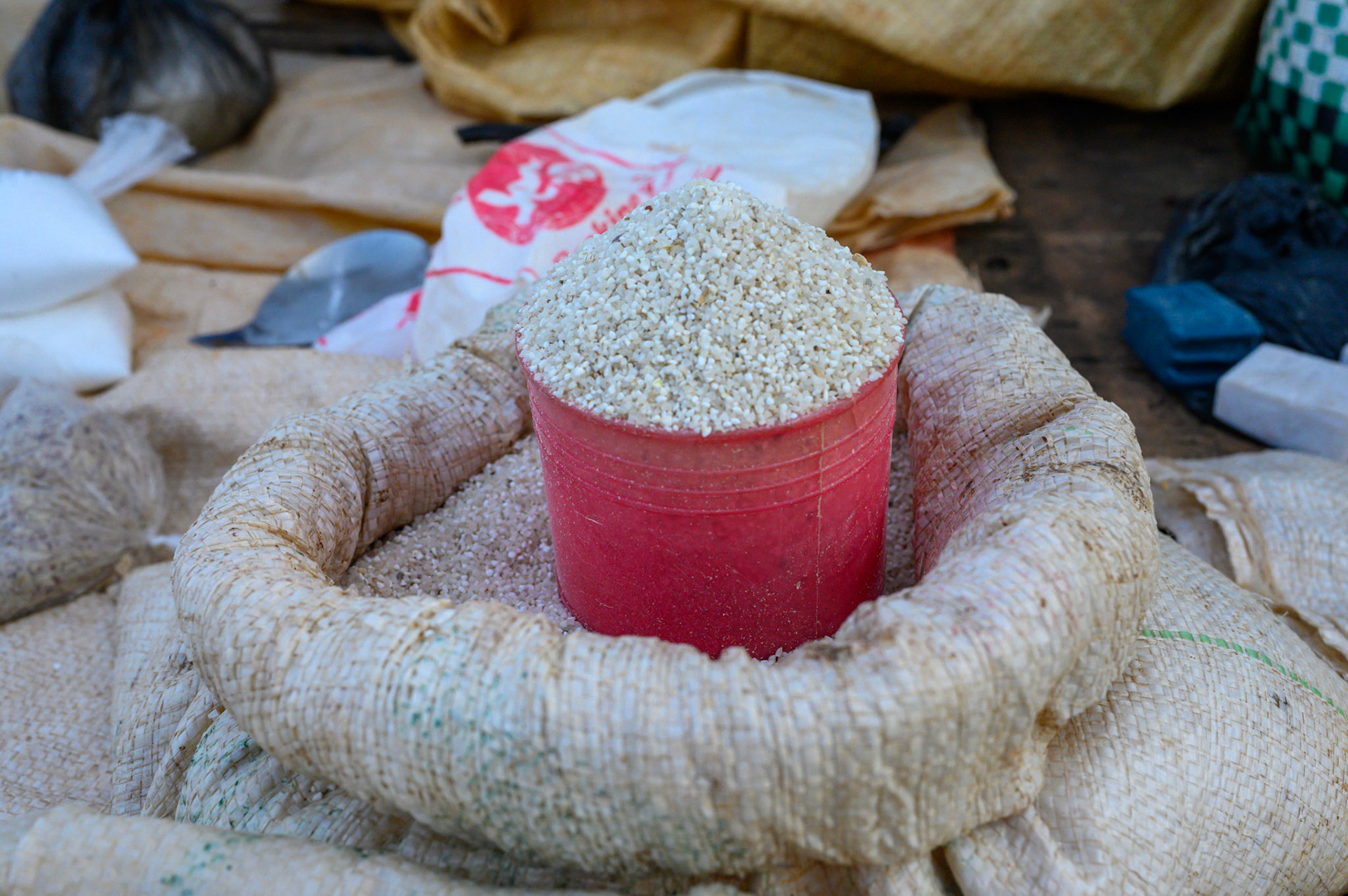 The Bwama Cell market. The women from the self-help groups sell the produce from their collective garden here.