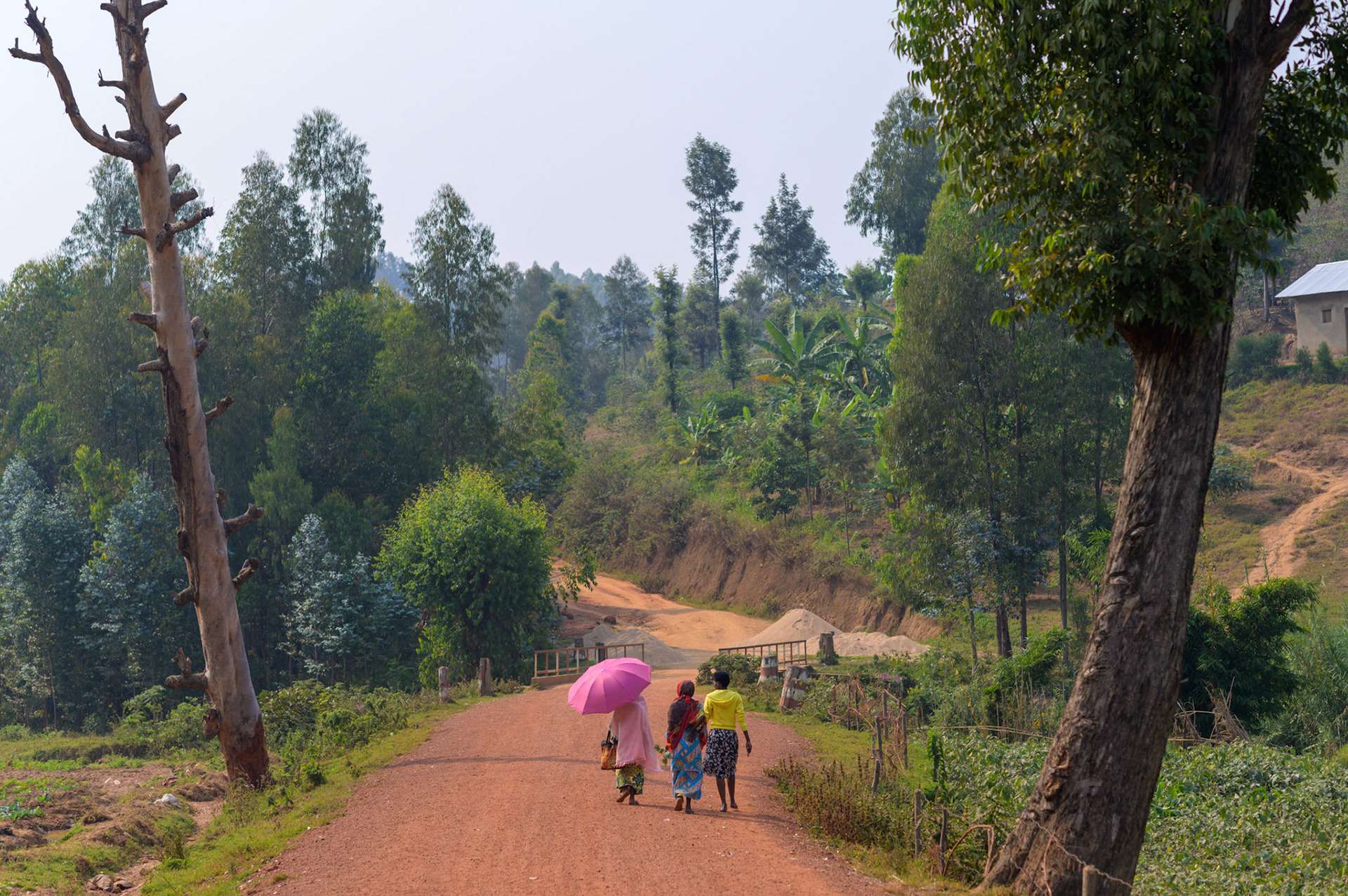Women leaving the collectuve garden.