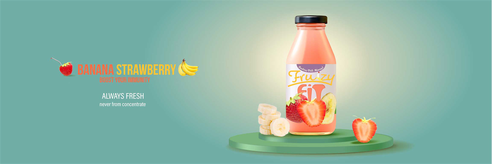 beverage, organic, fruit, healthy, design, banana, strawberry, mockup