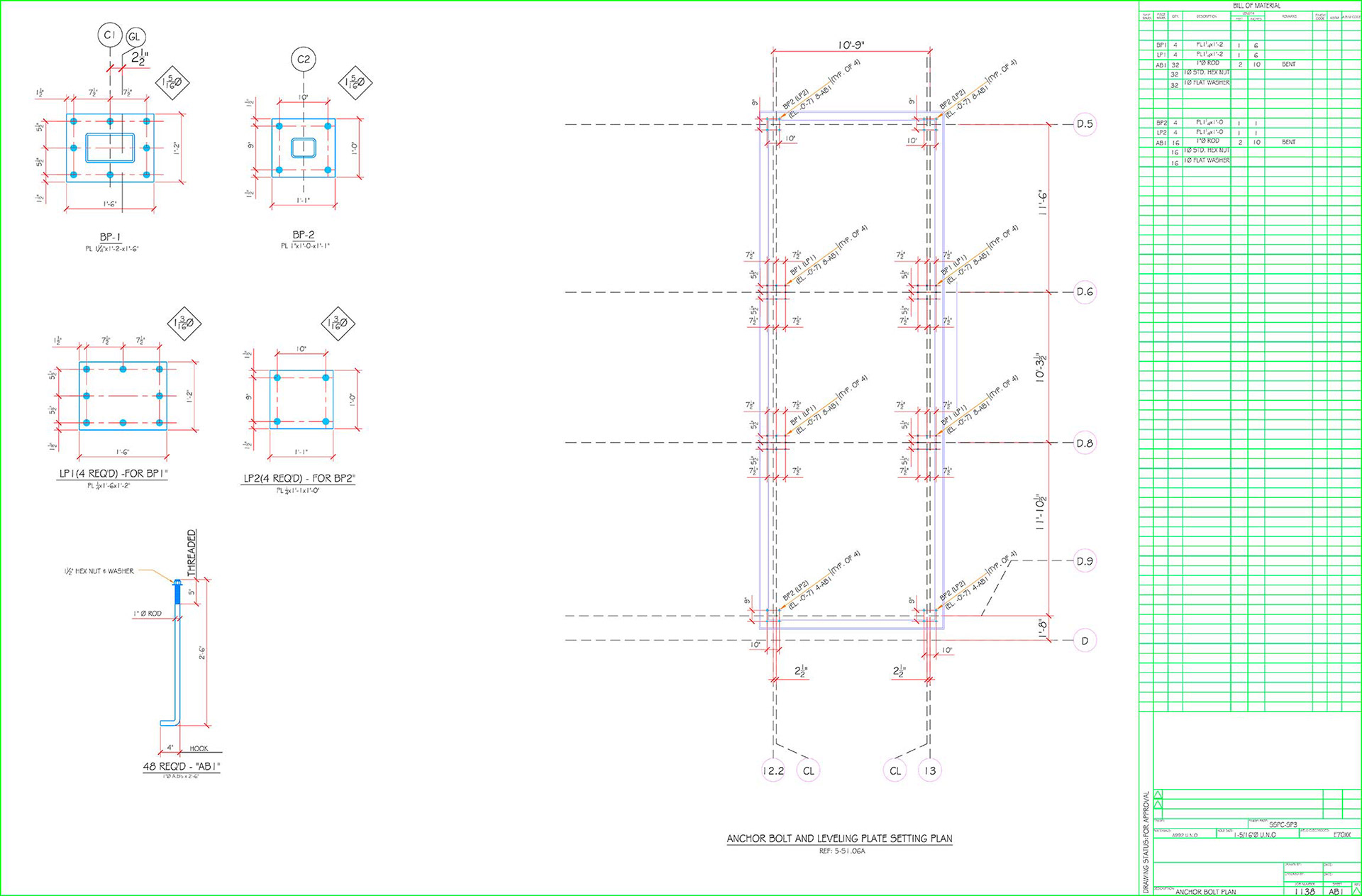 ANCHOR BOLT PLAN