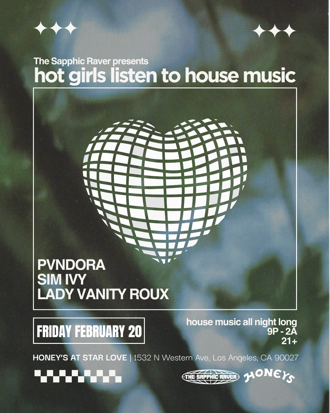 flyer for The Sapphic Raver "hot girls listen to house music"