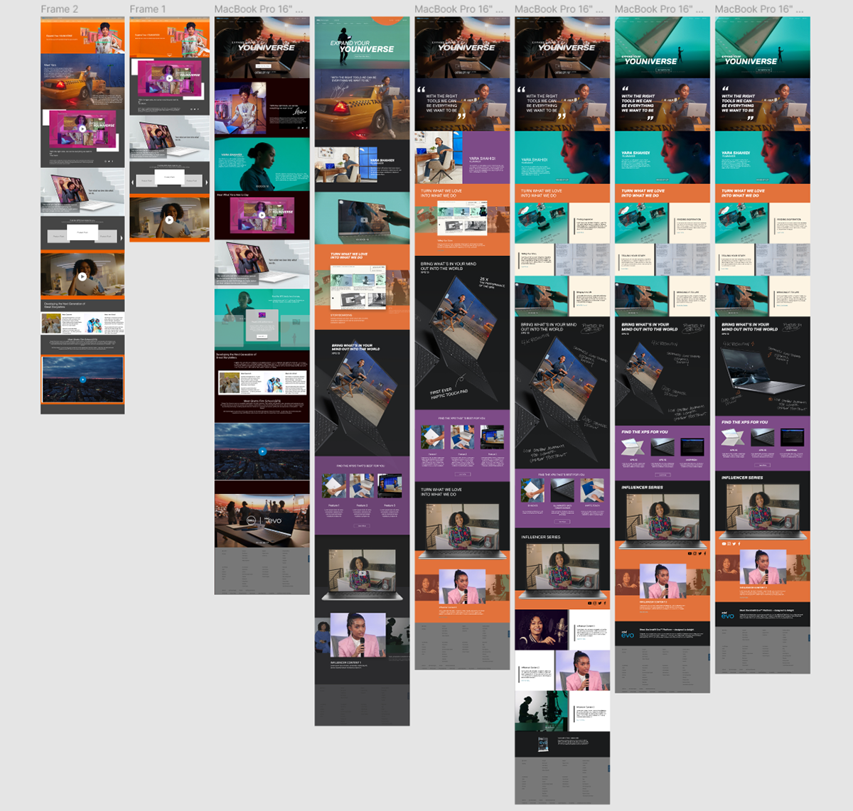 UX prototypes evolving with client feedback