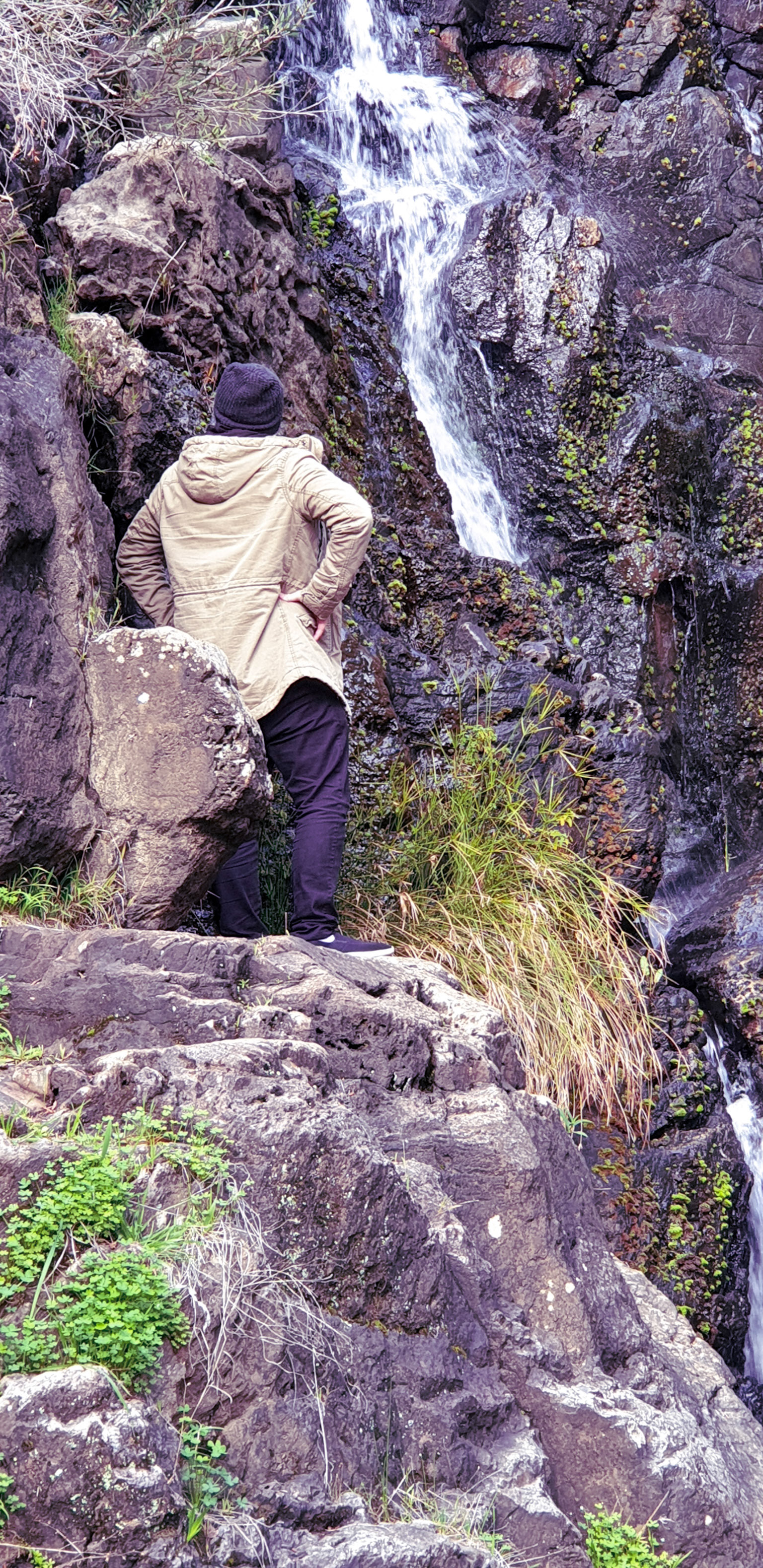 Nathan admiring the falls up close.