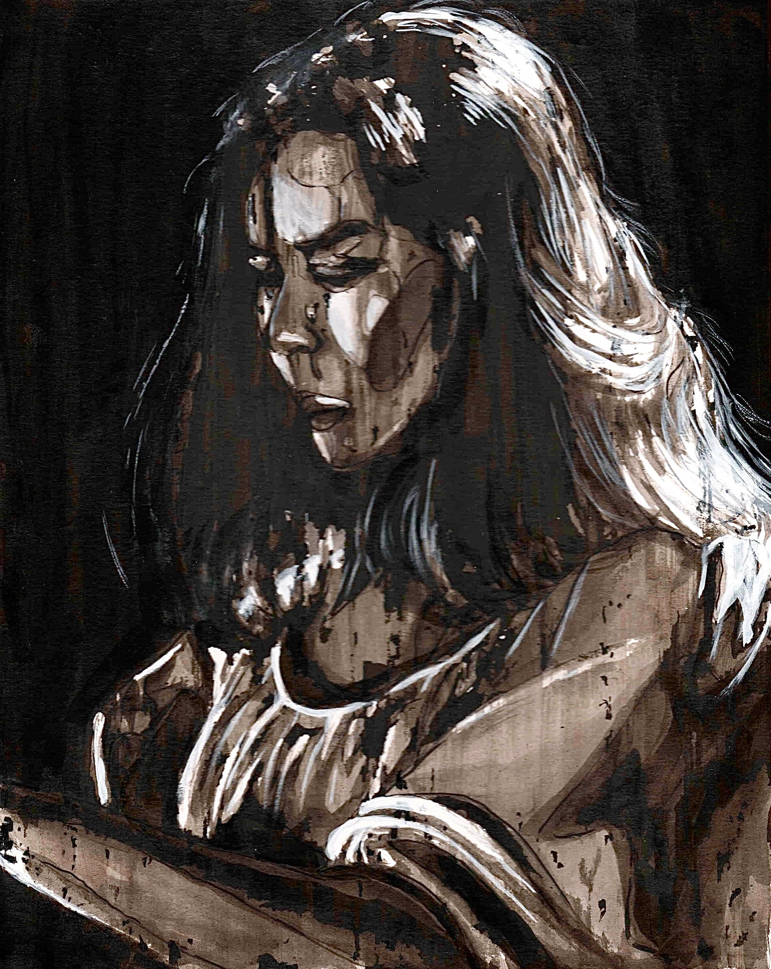 "Mitski" Gum Arabic and Ink