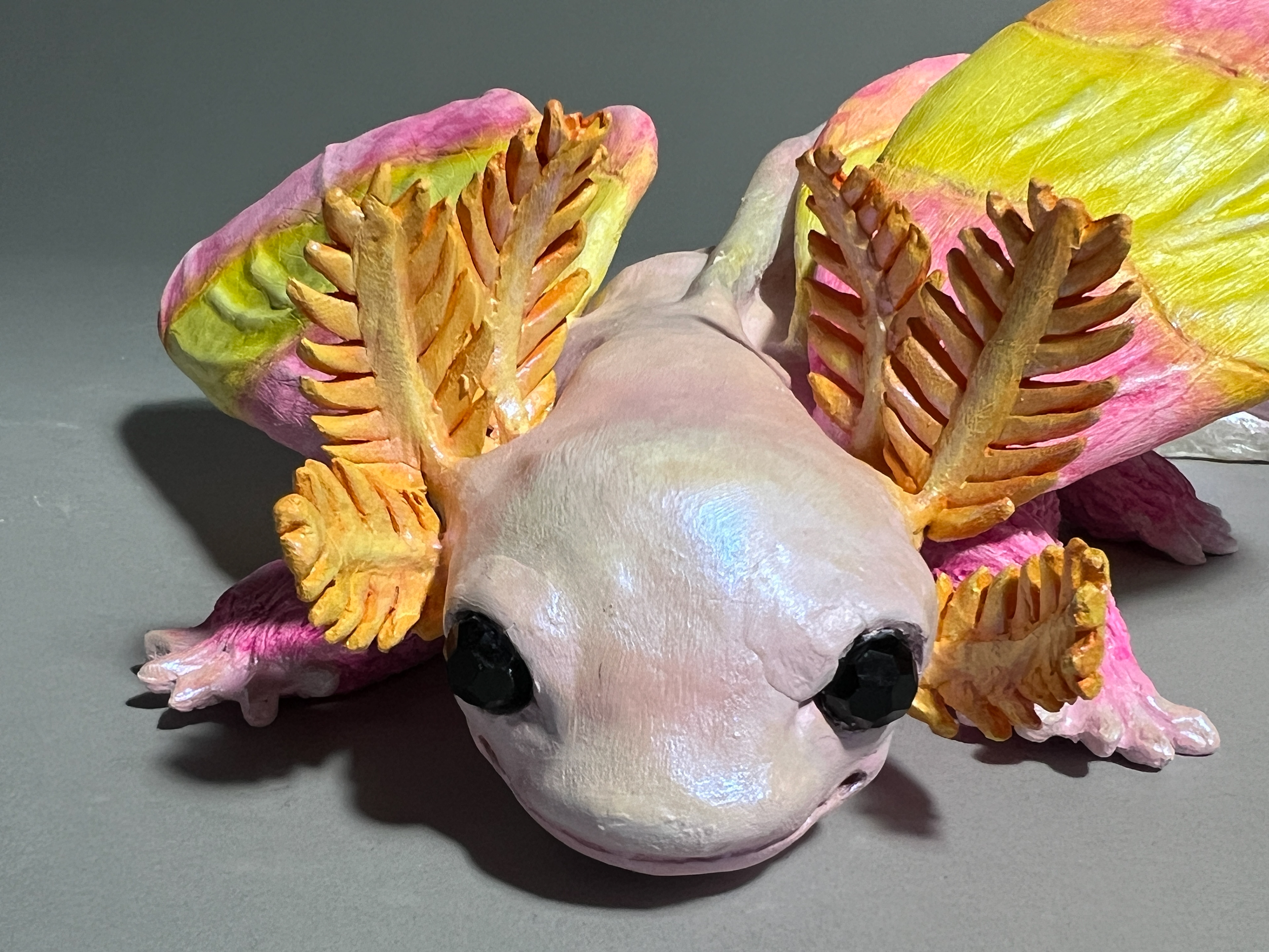 "Ocellus" face, clay and acrylic paint