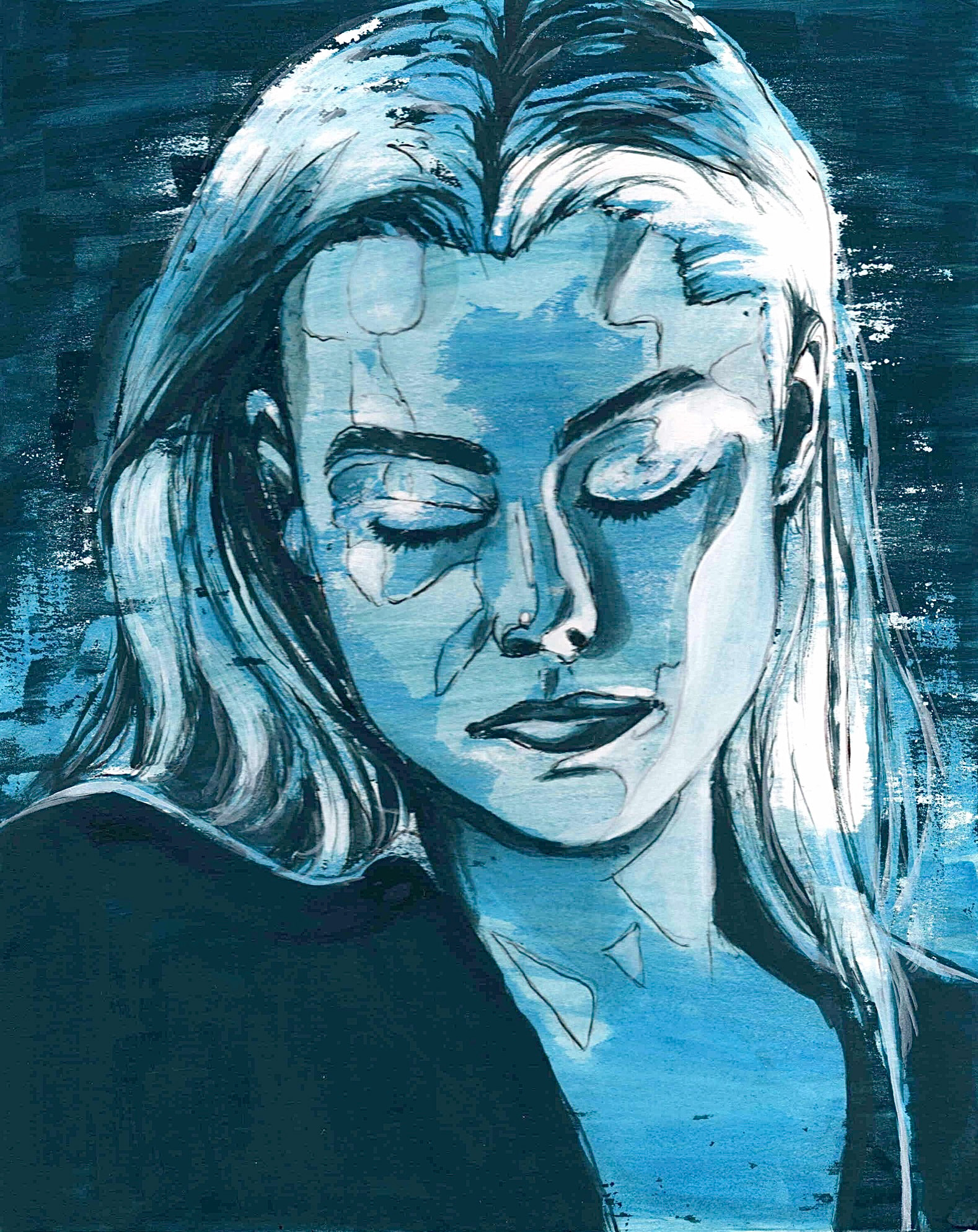 "Phoebe Bridgers" Gum Arabic and Ink