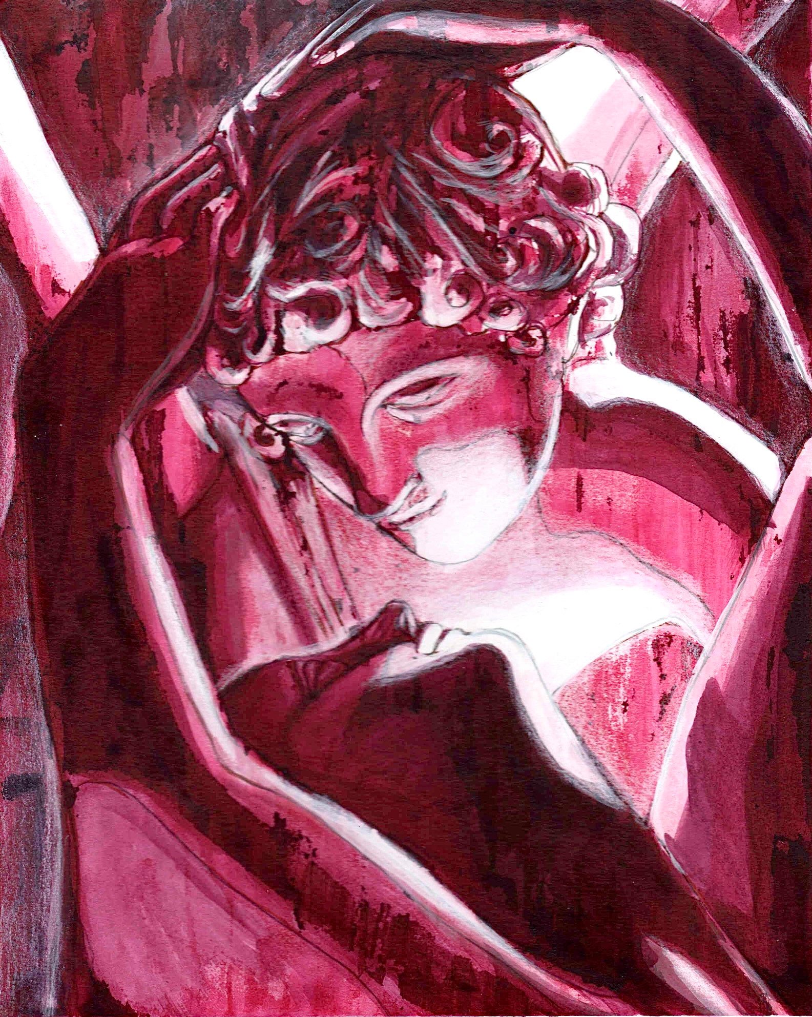 "Eros and Psyche" Gum Arabic and Ink