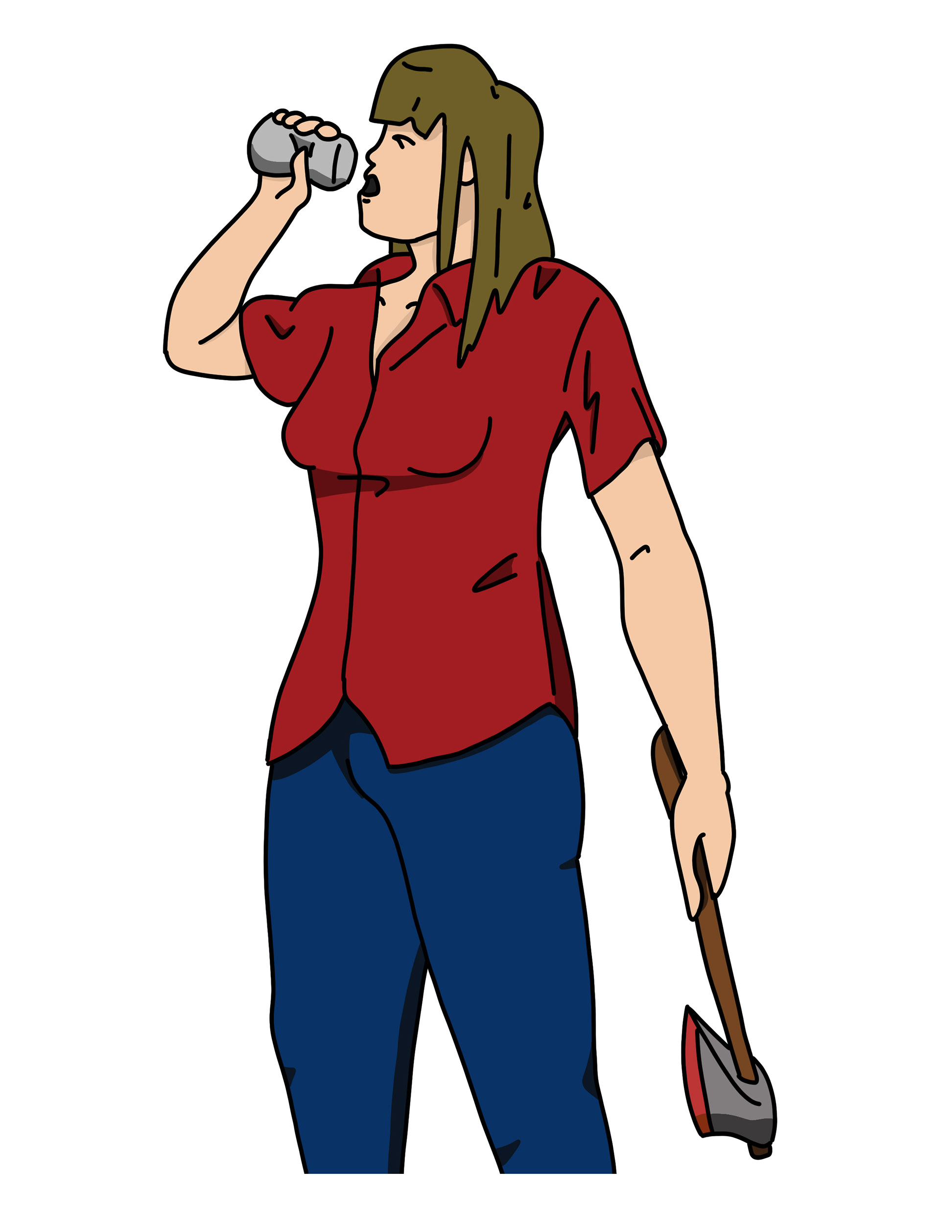 Provided prompt: Logger’s(lumberjack) Wife meets Seltzers. Add some laughs.