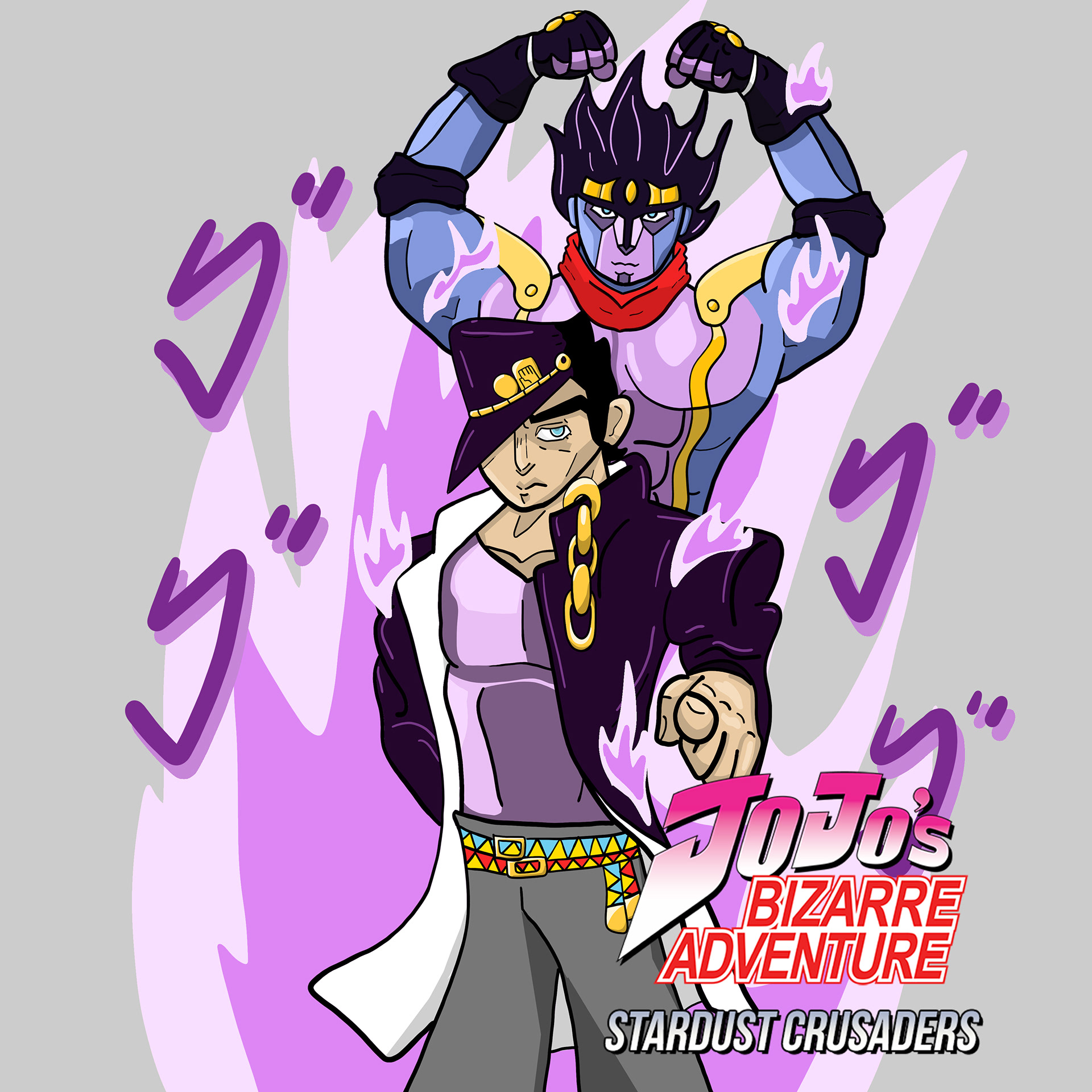 Drawing of Jotaro Kujo from the anime series Jojo's Bizarre Adventure.