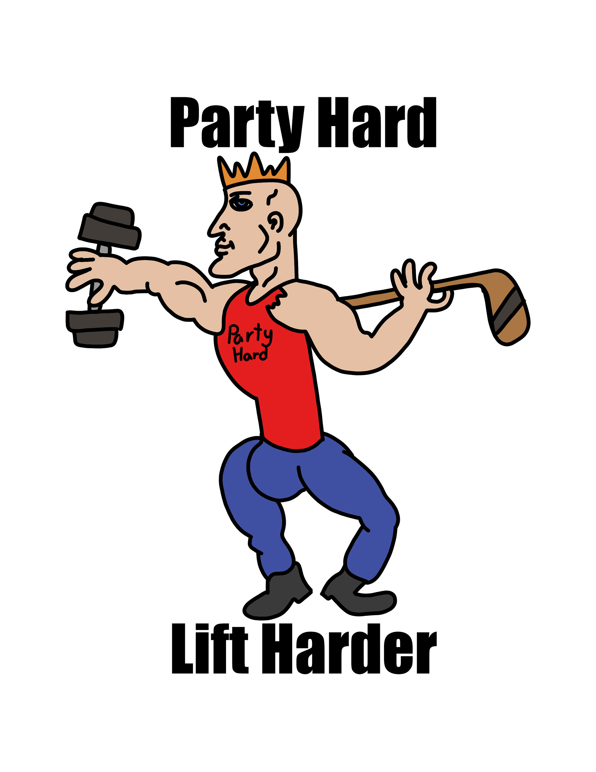 Provided prompt: Buff weight lifting hockey player with spiked hair who likes to party