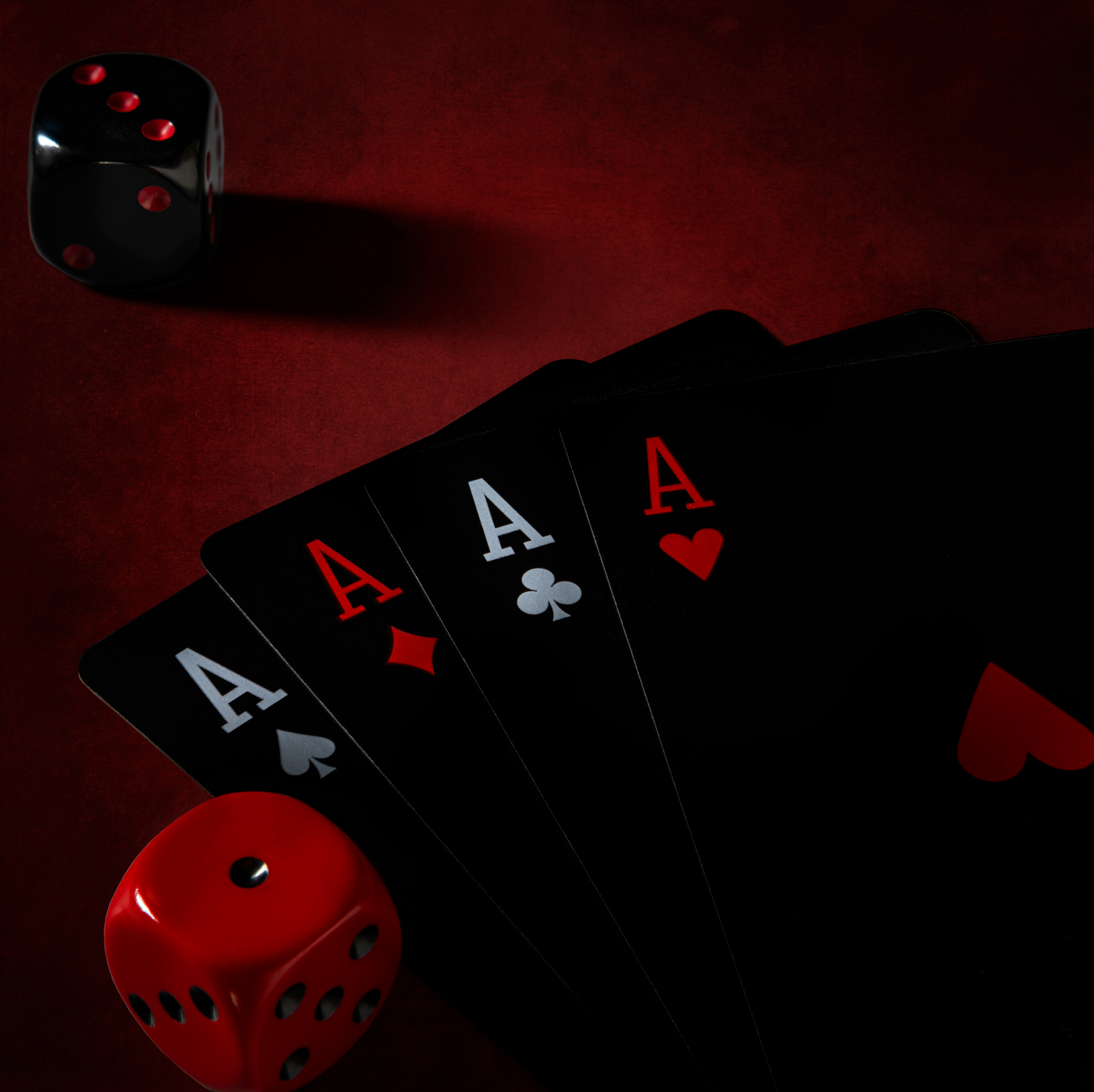Black Playing Cards with Red White Pips - Dice
