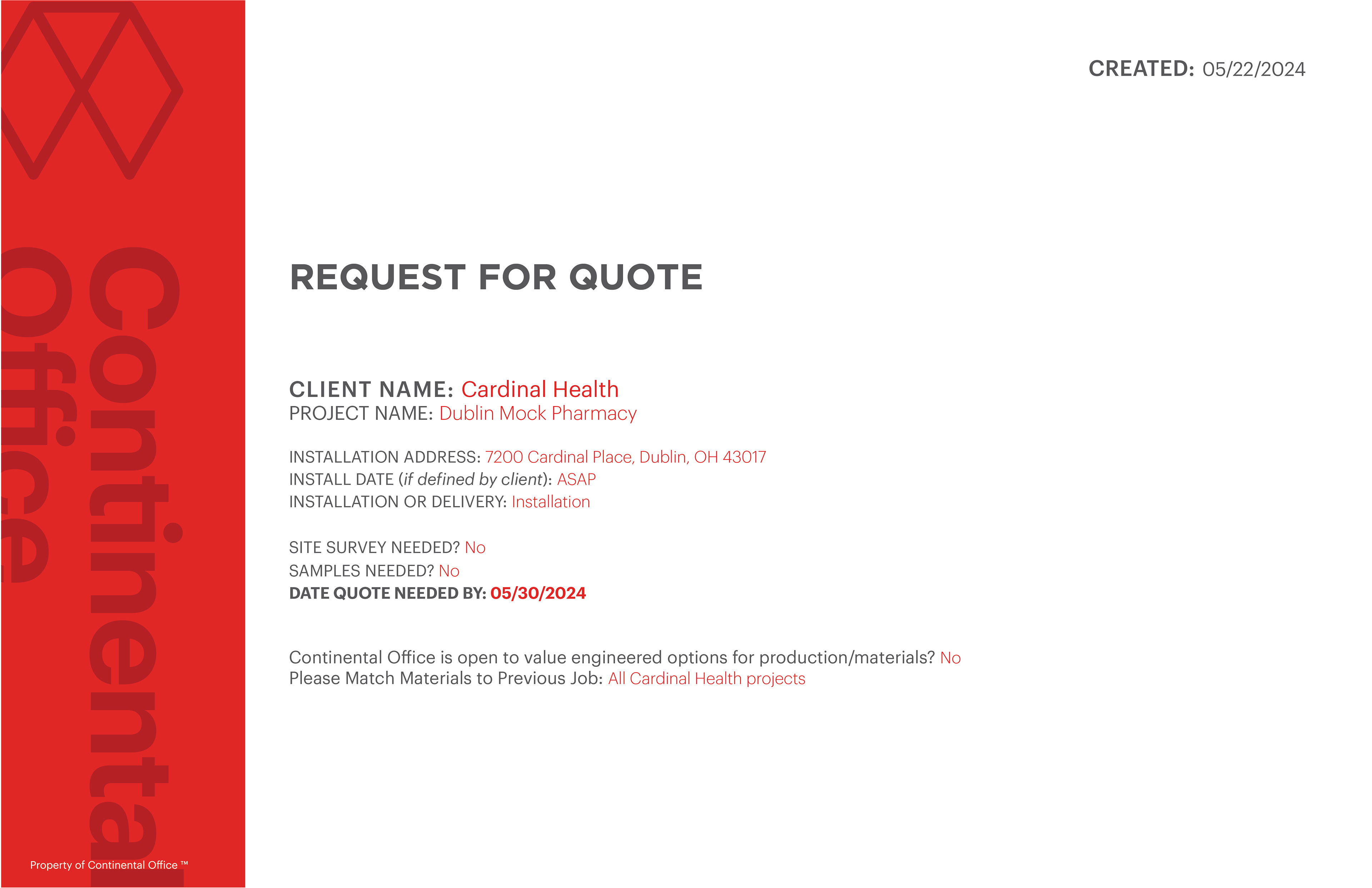 Cardinal Health: Dublin-RFQ