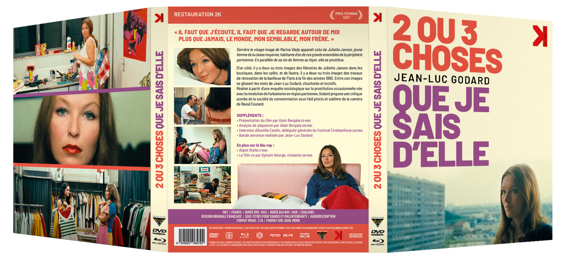 2 ou 3 Choses que je sais d'Elle, de Jean-Luc Godard Packaging Combo DVD + Blu-ray et promotion de la sortie