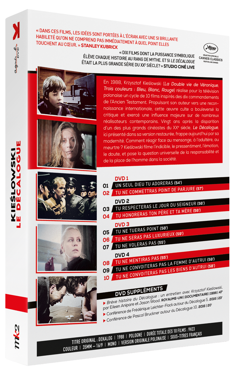 Le Décalogue, de Krzysztof Kieślowski Coffret 4 DVD & Coffret 4 Blu-ray D'après artwork © MK2