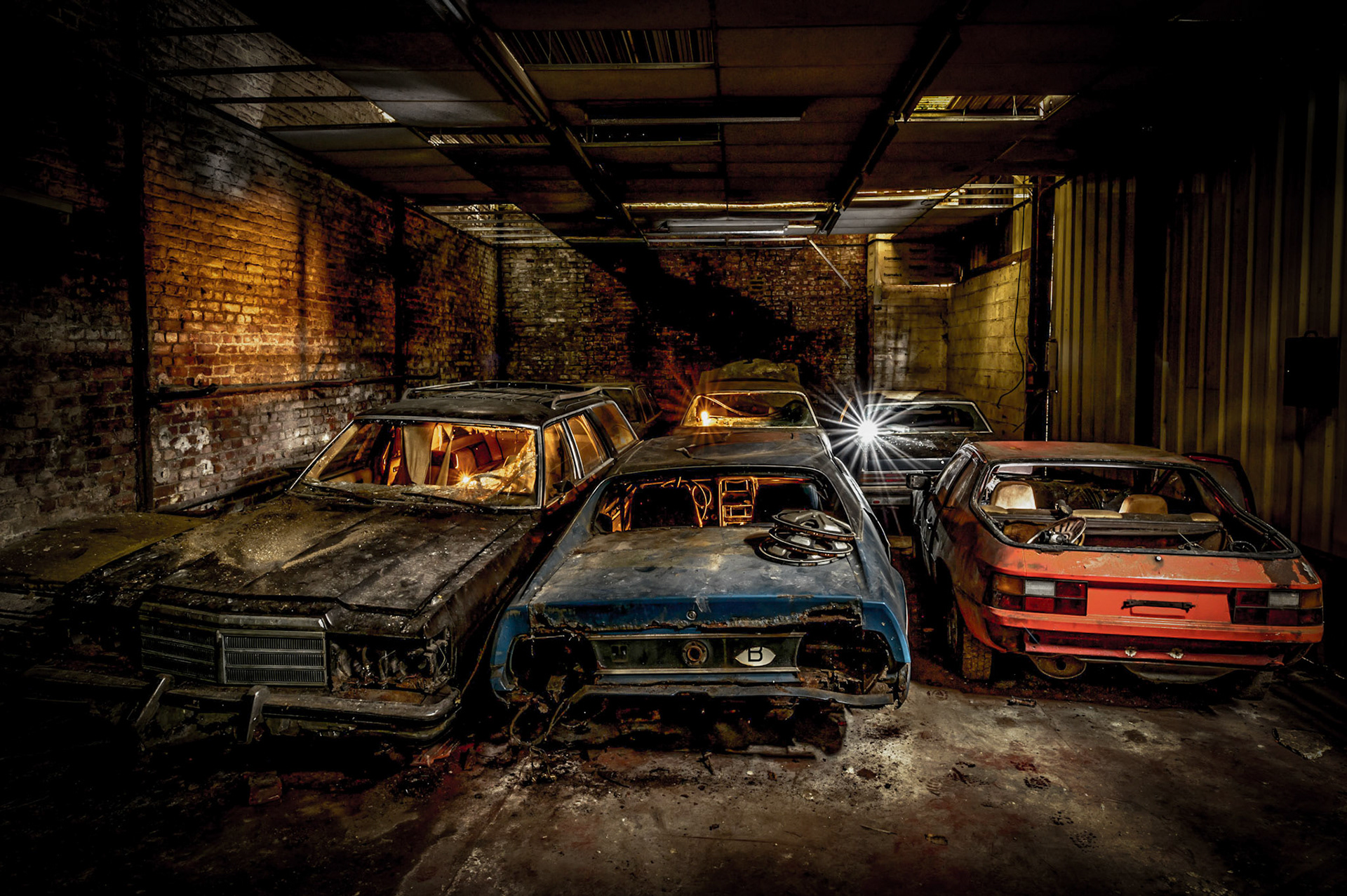 Old Cars in A Garage