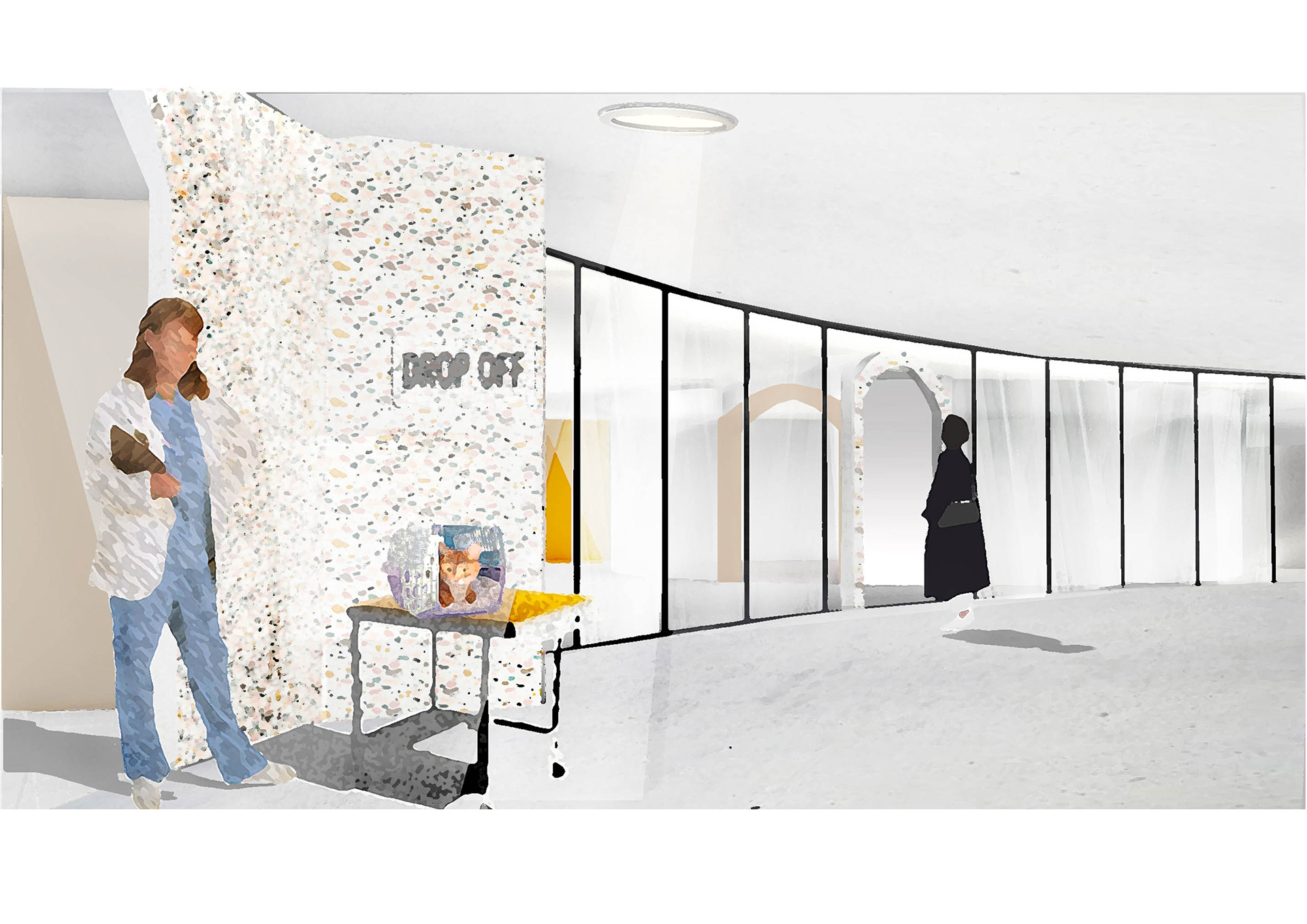 Render of the drop of area for the cats
