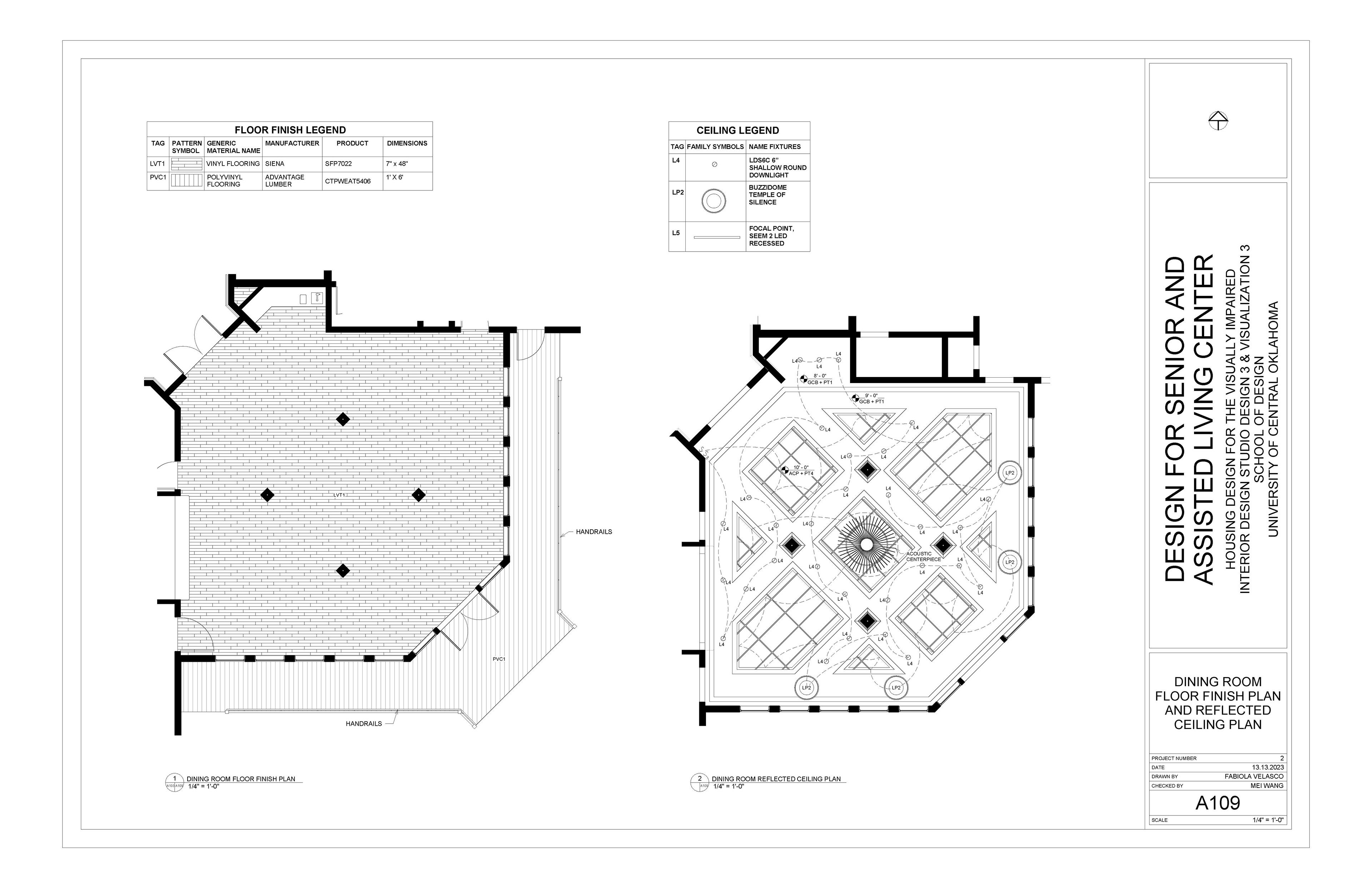 Dining Room Finish Floor Plan and Ceiling Plan