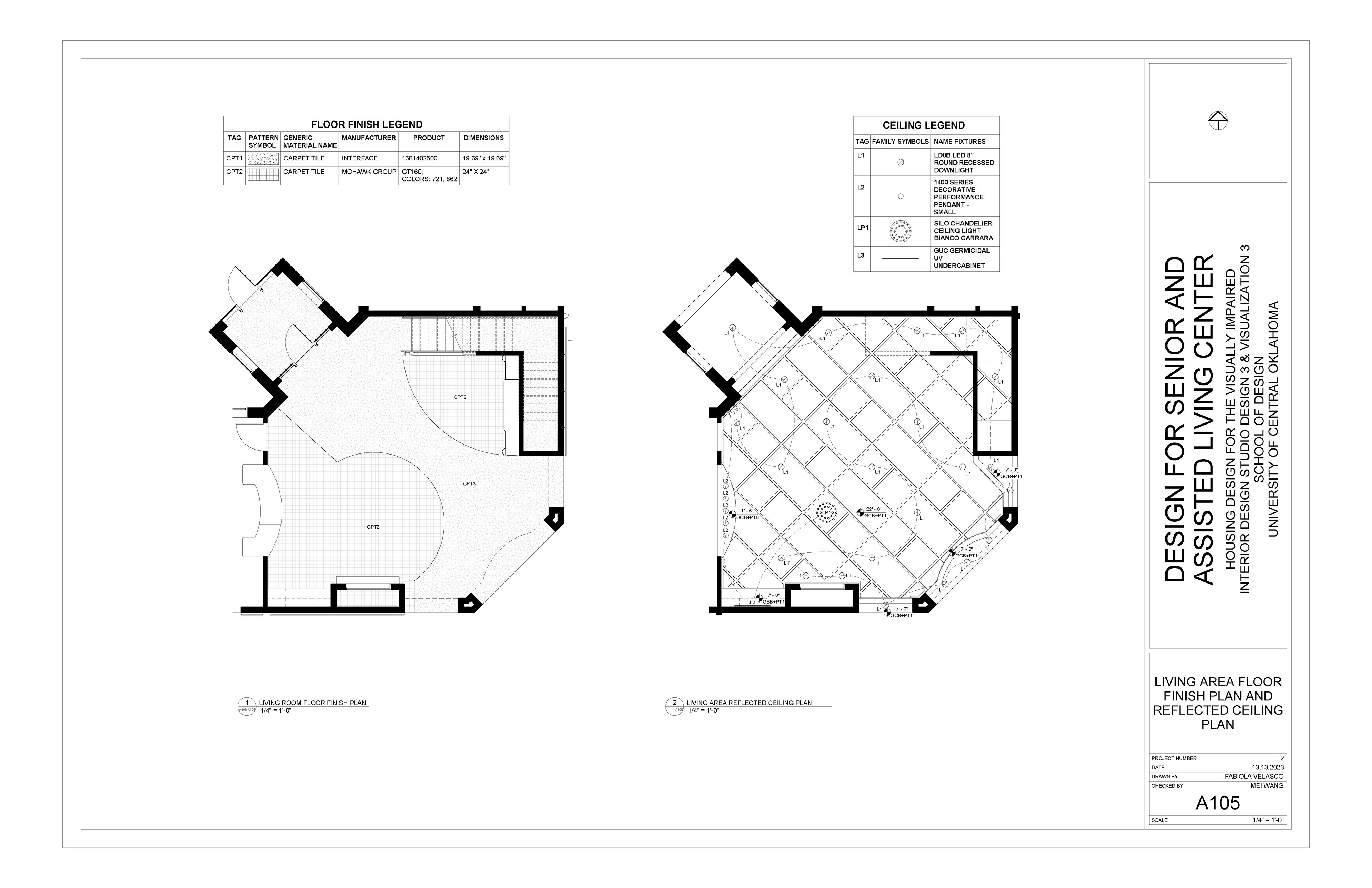 Living Area Finish Floor Plan and Ceiling Plan