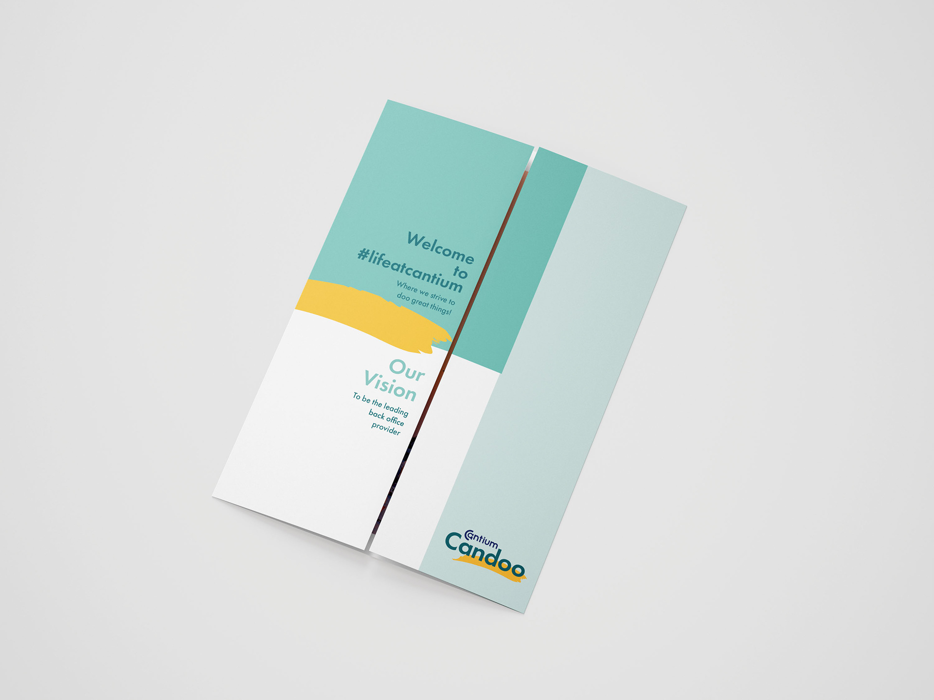 Gatefold brochure welcoming new employees to Cantium