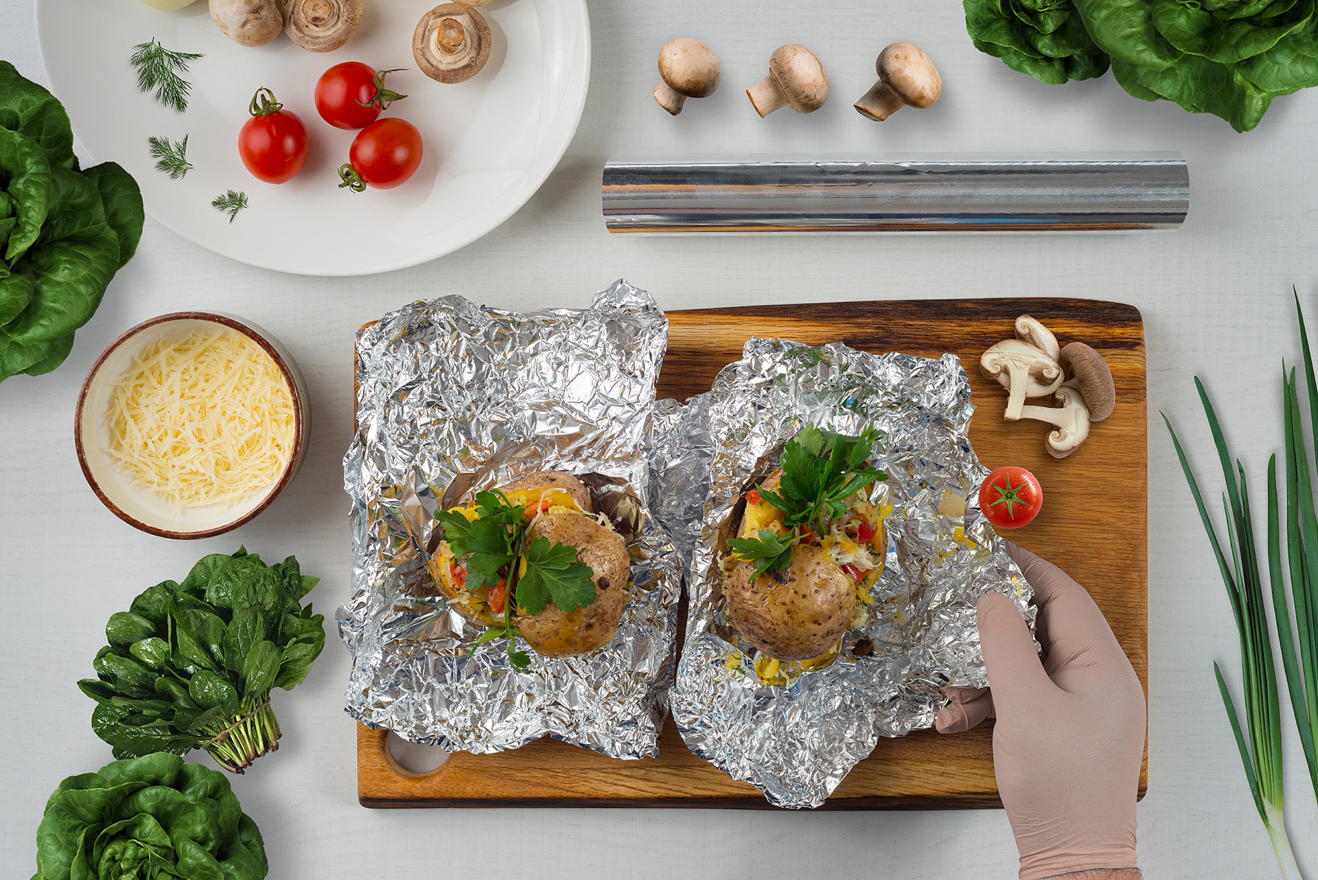 Профессиональный снимок запеченного картофеля для сайта заказчика