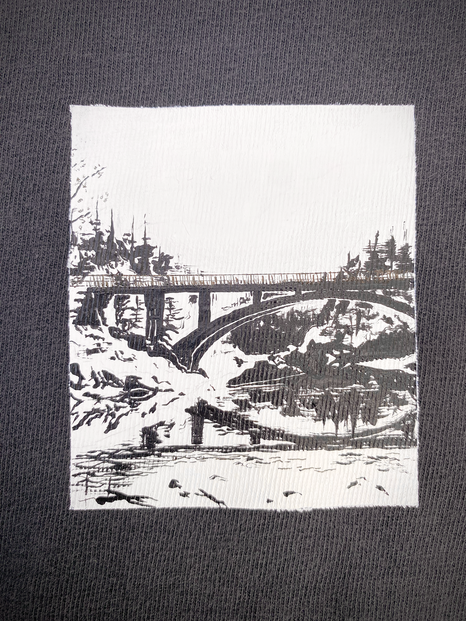 Acrylic on T-shirt, 2.5" x 3.5"